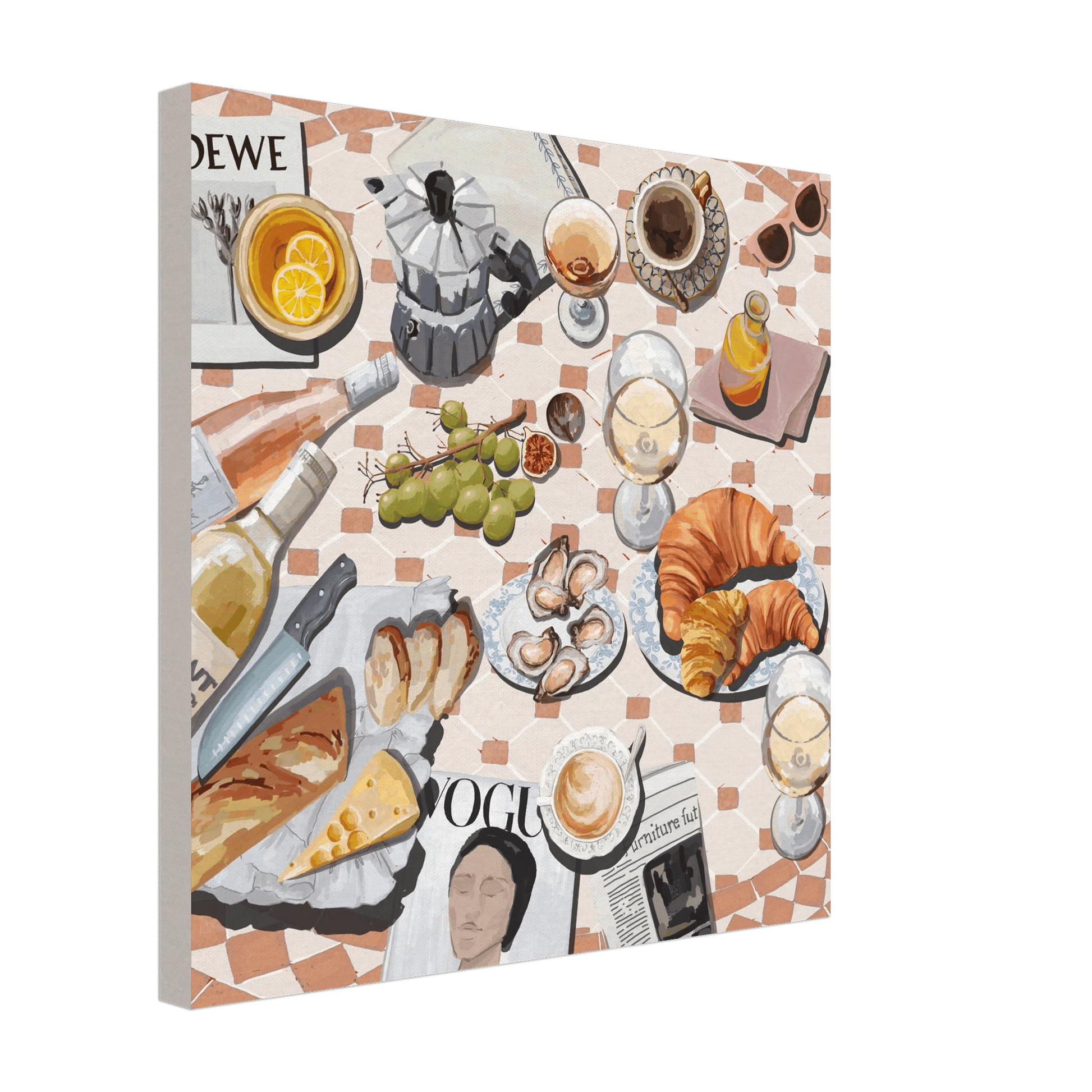French Brunch Poster | Kitchen Decor Food Wall Art | Croissant & Coffee Square Print - Evergreen Posters - 31