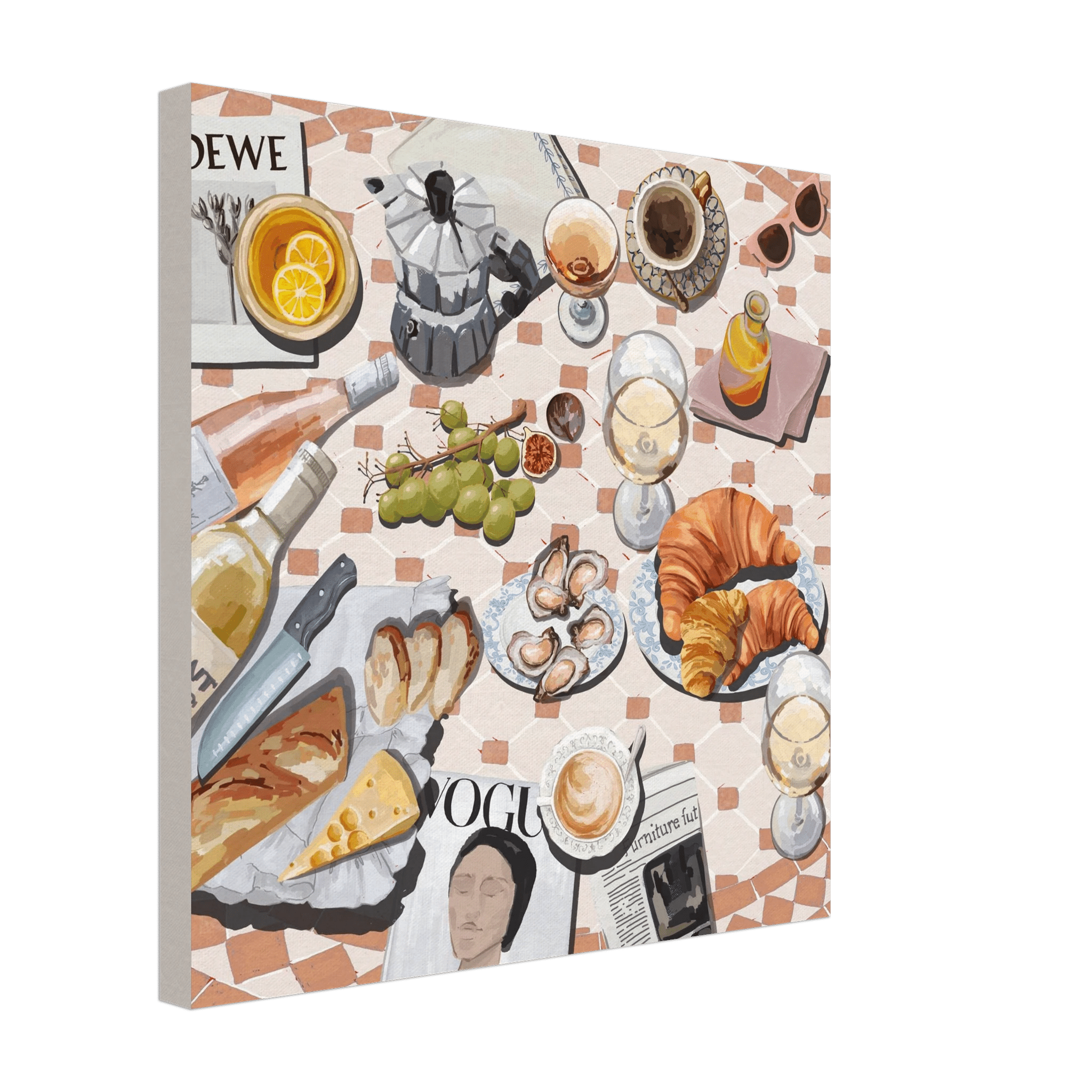 French Brunch Poster | Kitchen Decor Food Wall Art | Croissant & Coffee Square Print - Evergreen Posters - 31