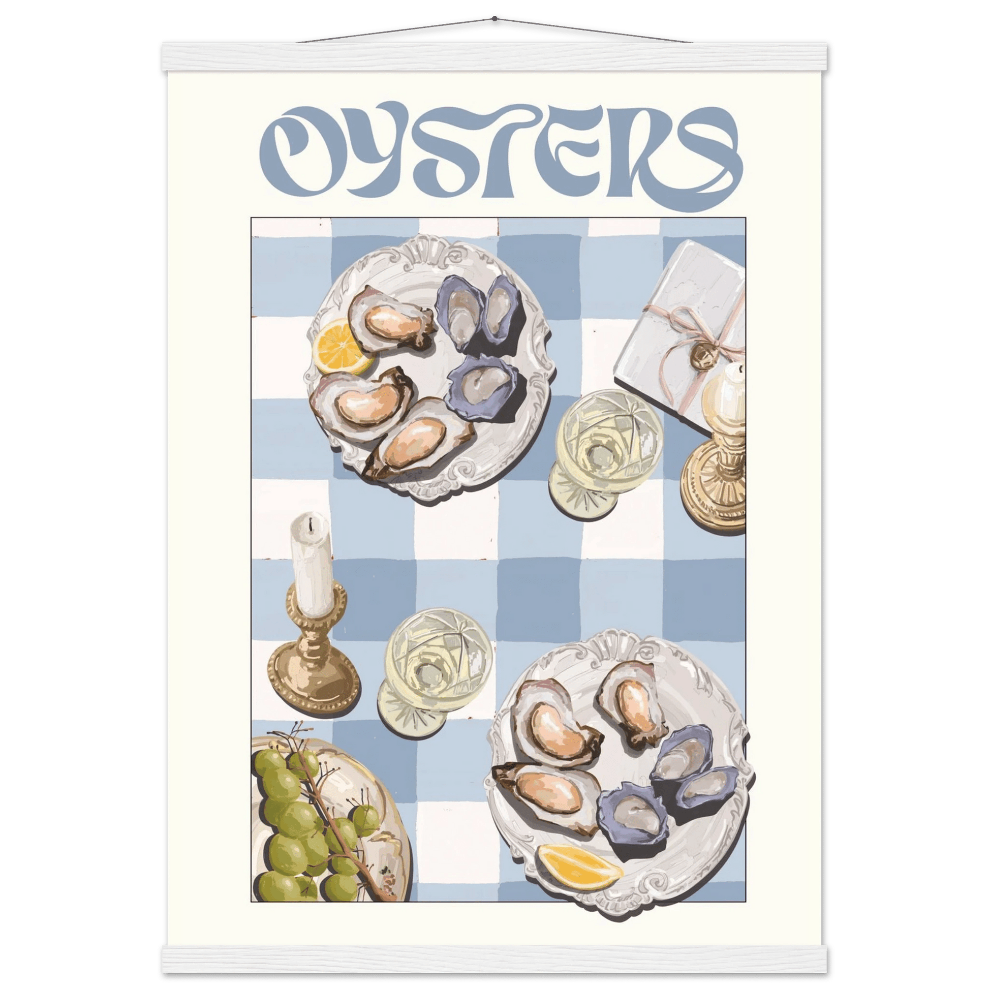 Oysters Poster – Playful Seafood Kitchen Wall Art Print (Digital & Printed Options) - Evergreen Posters