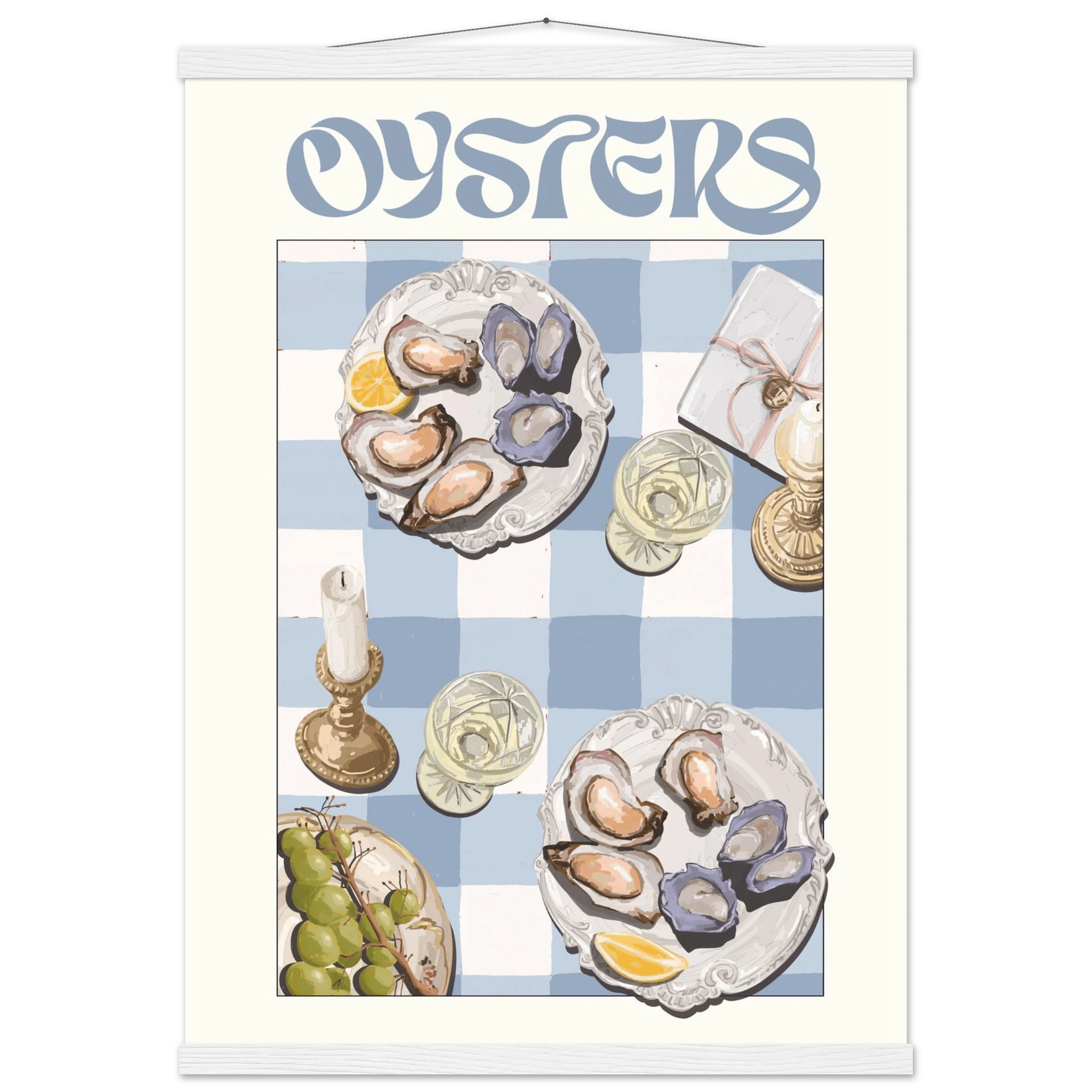 Oysters Poster – Playful Seafood Kitchen Wall Art Print (Digital & Printed Options) - Evergreen Posters