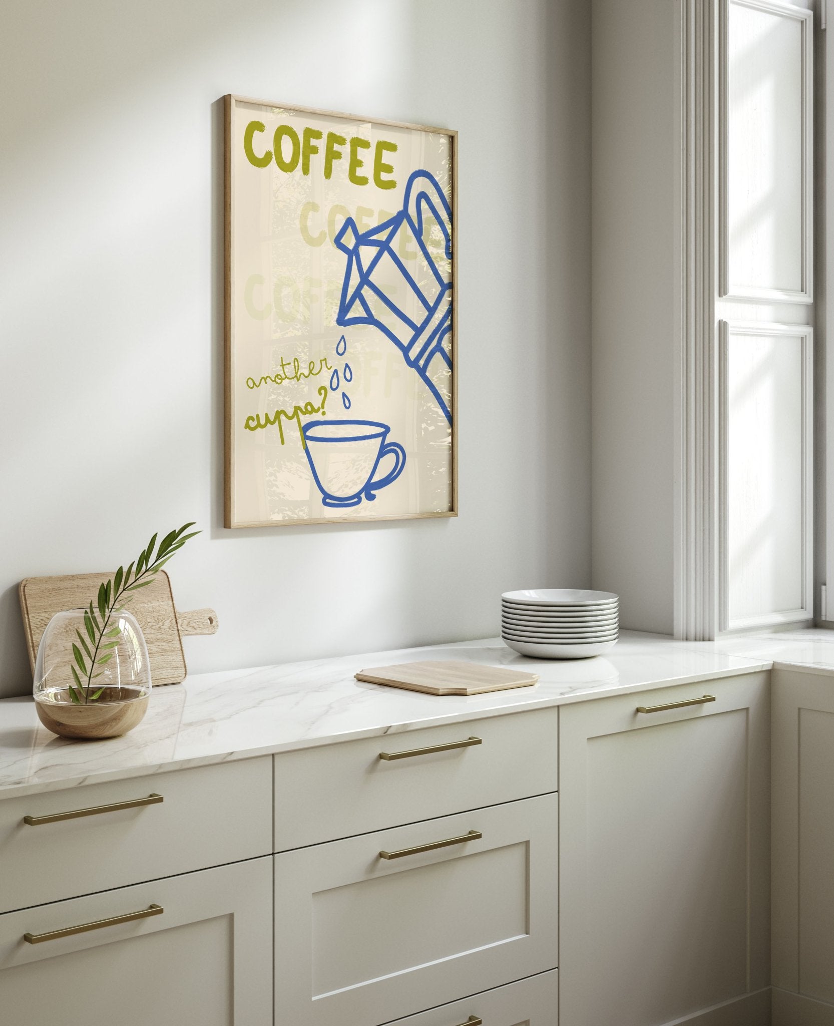 Coffee Print | Another Cuppa Moka Pot Wall Art | Kitchen Coffee Poster - Evergreen Posters