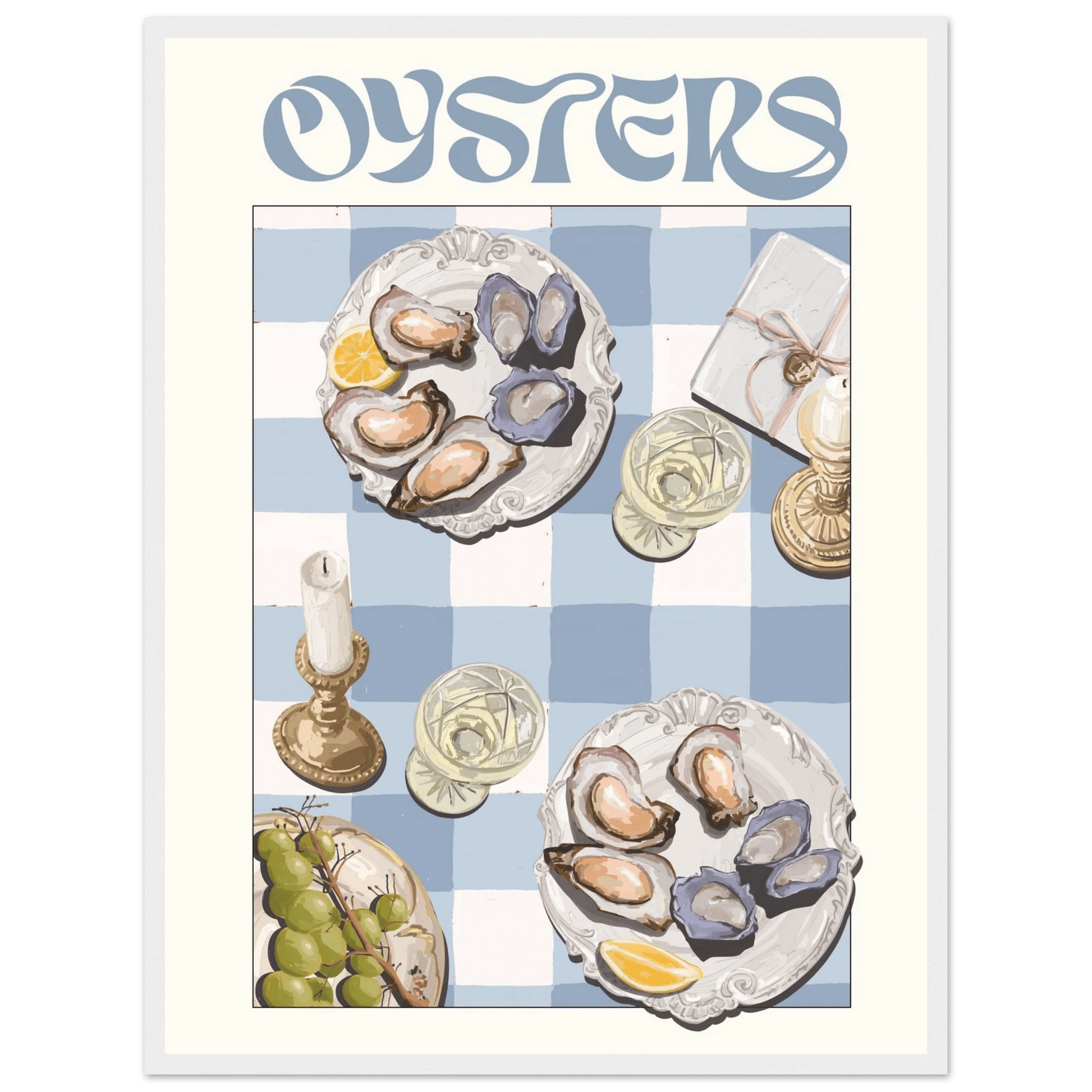 Oysters Poster – Playful Seafood Kitchen Wall Art Print (Digital & Printed Options) - Evergreen Posters