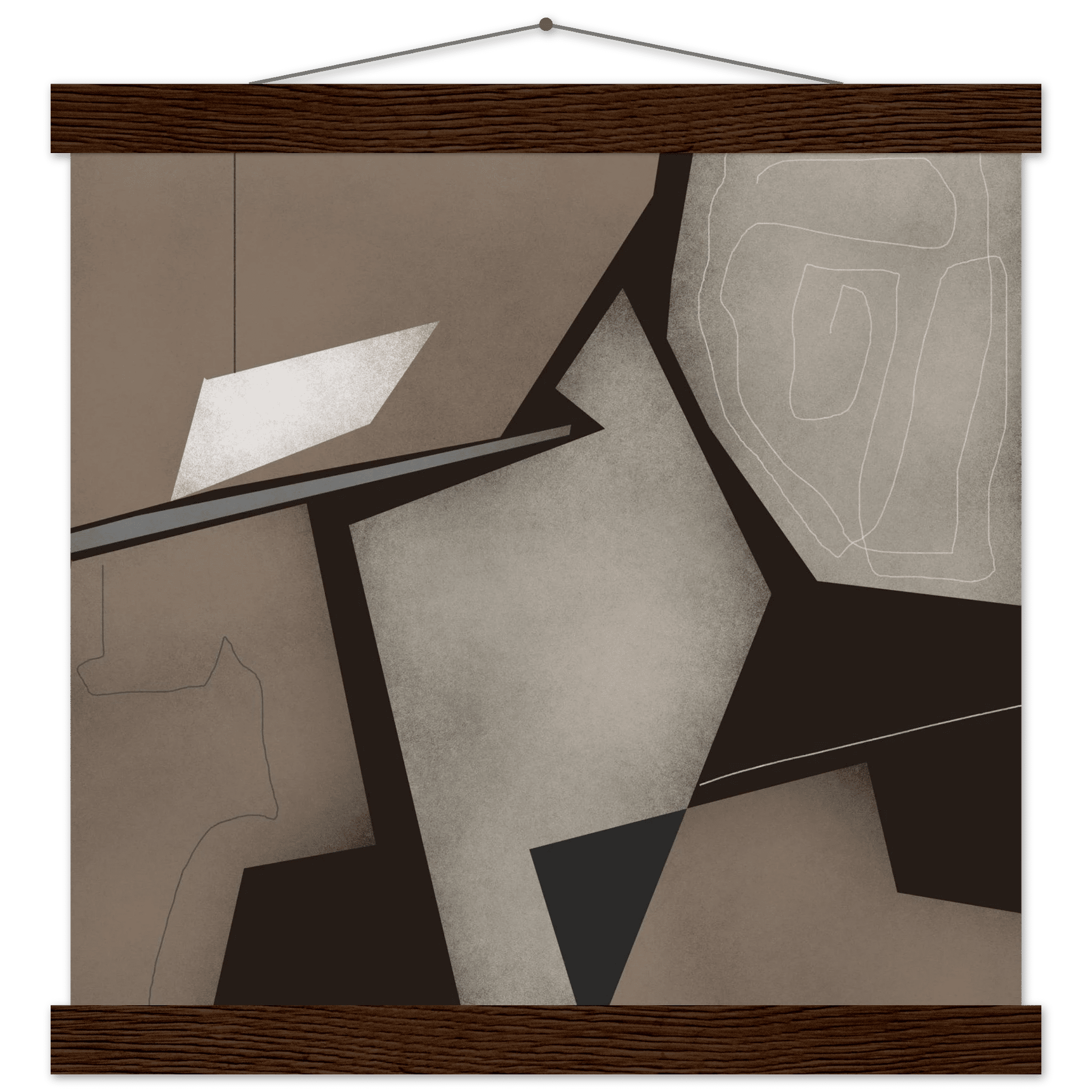 Taupe & Black Geometric Abstract Poster | Modern Square Wall Art | Neutral Decor Print - Evergreen Posters