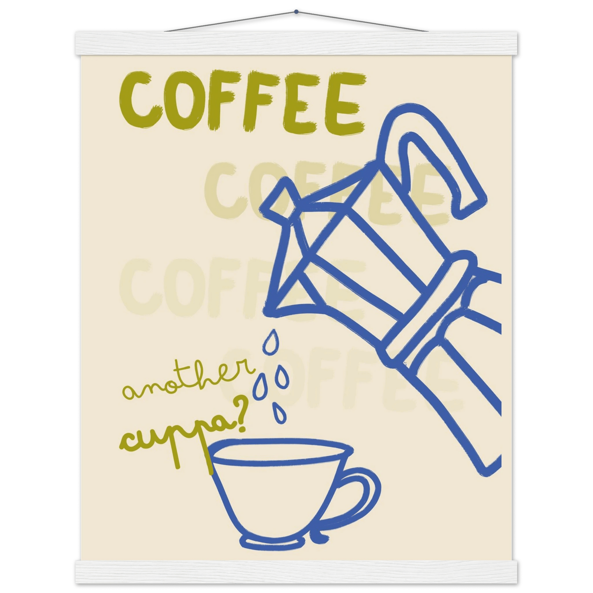 Coffee Print | Another Cuppa Moka Pot Wall Art | Kitchen Coffee Poster - Evergreen Posters