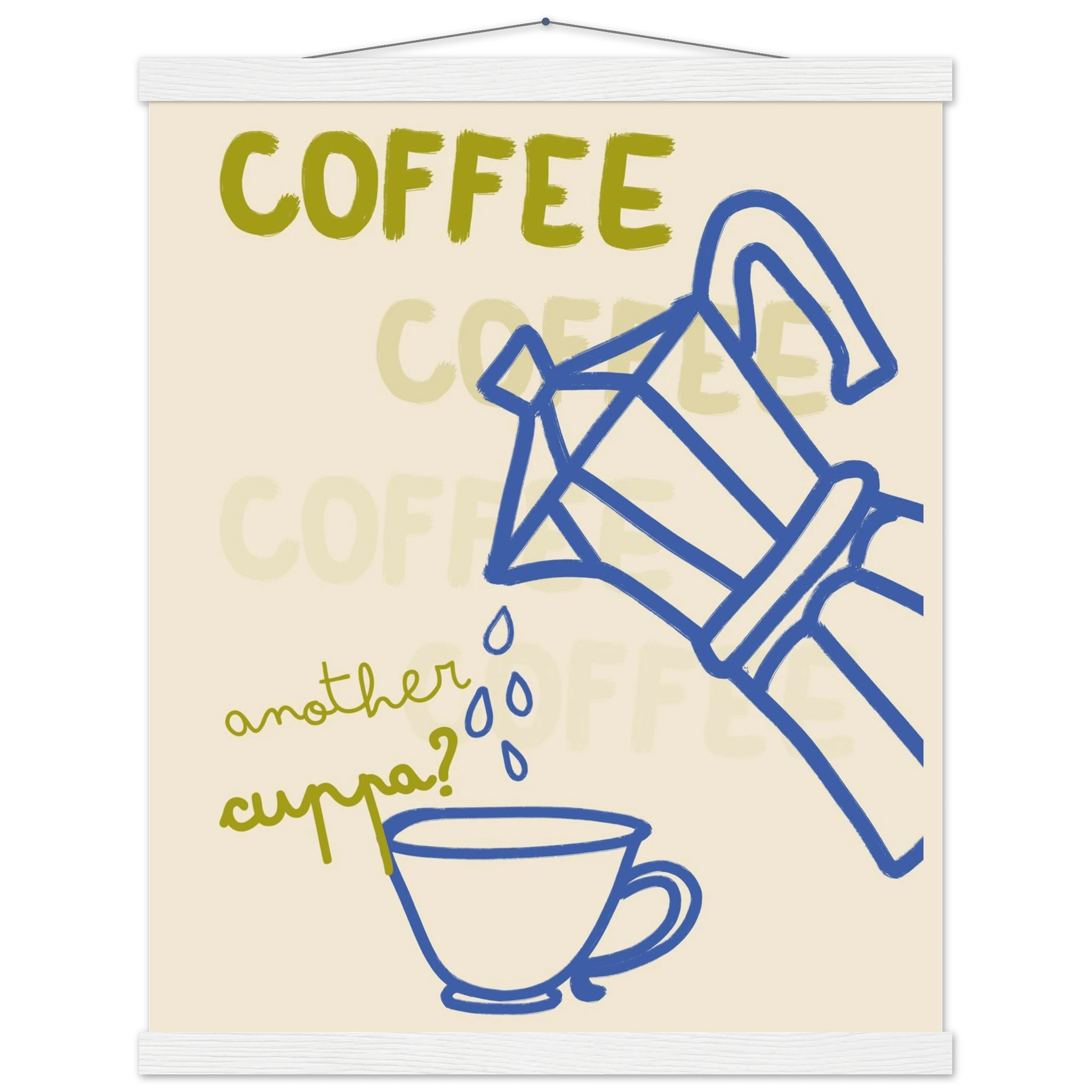 Coffee Print | Another Cuppa Moka Pot Wall Art | Kitchen Coffee Poster - Evergreen Posters