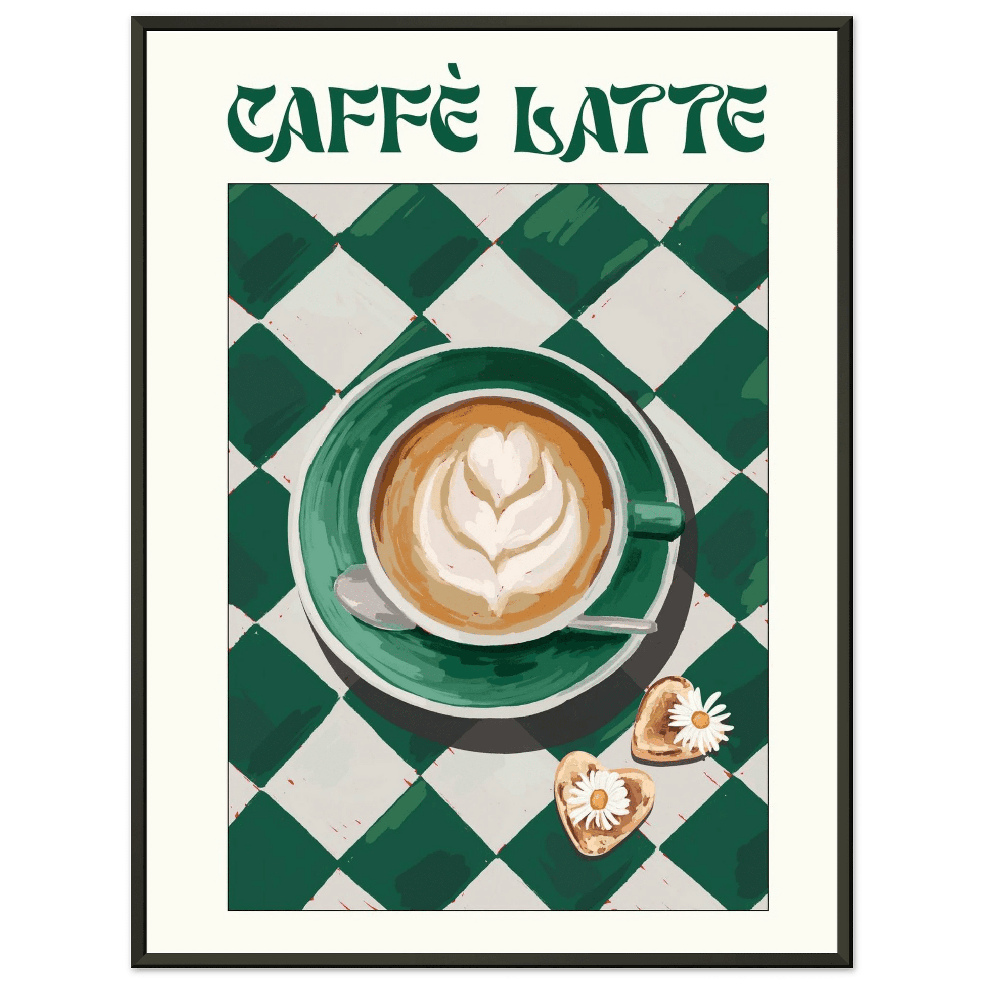 Caffè Latte Poster – Playful Coffee Kitchen Wall Art Print (Digital & Printed Options) - Evergreen Posters