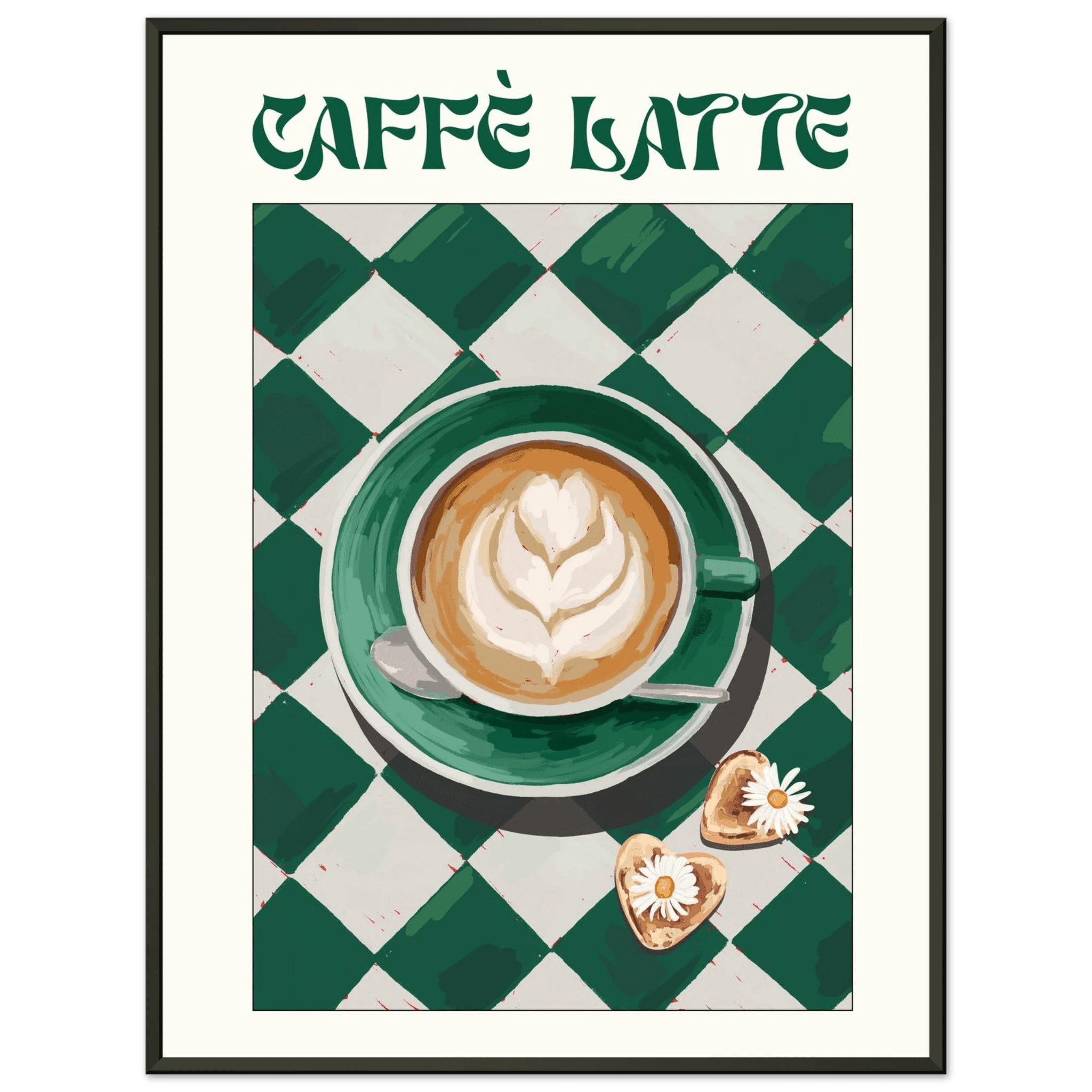 Caffè Latte Poster – Playful Coffee Kitchen Wall Art Print (Digital & Printed Options) - Evergreen Posters