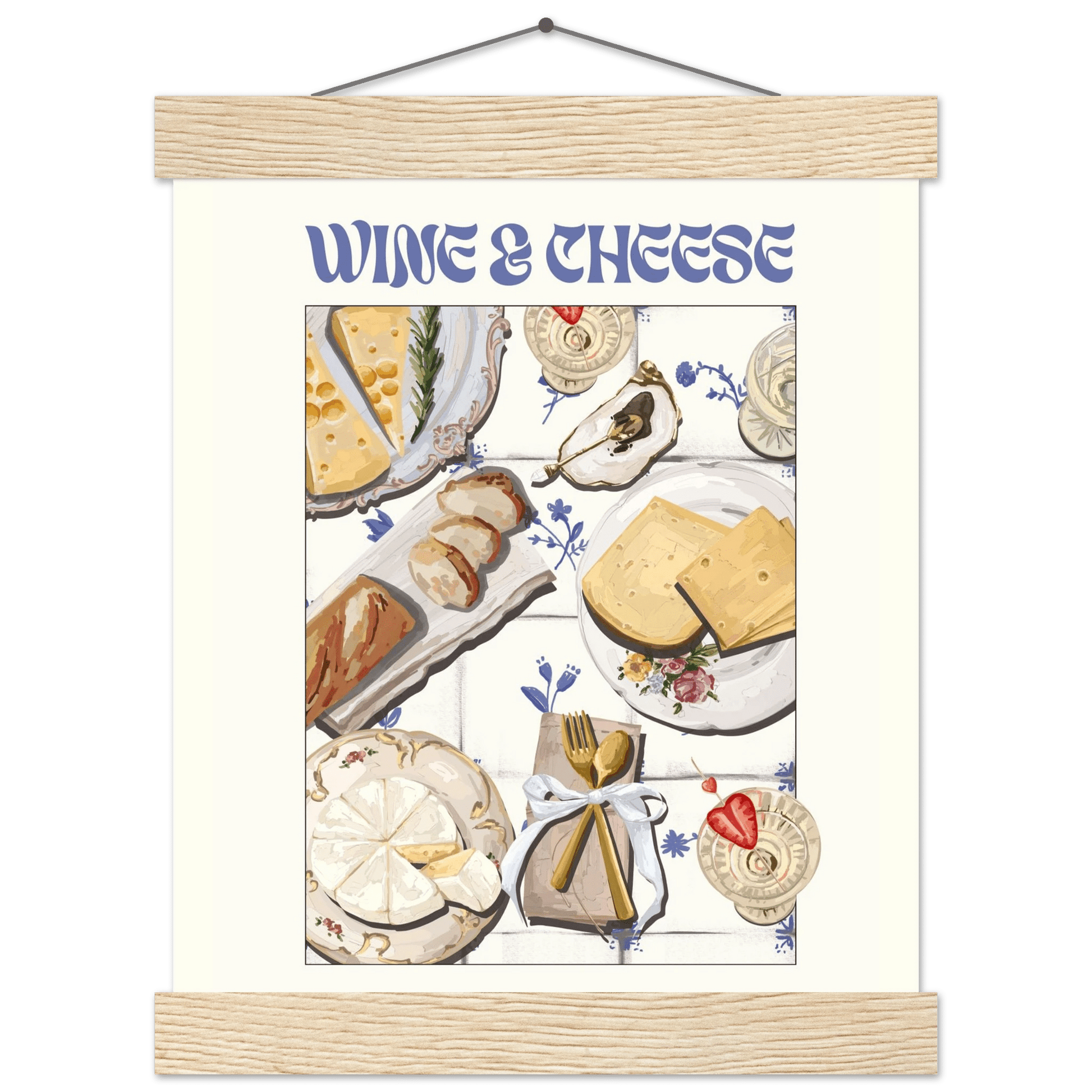 Wine & Cheese Poster – Elegant Kitchen & Dining Wall Art Print (Digital & Printed Options) - Evergreen Posters