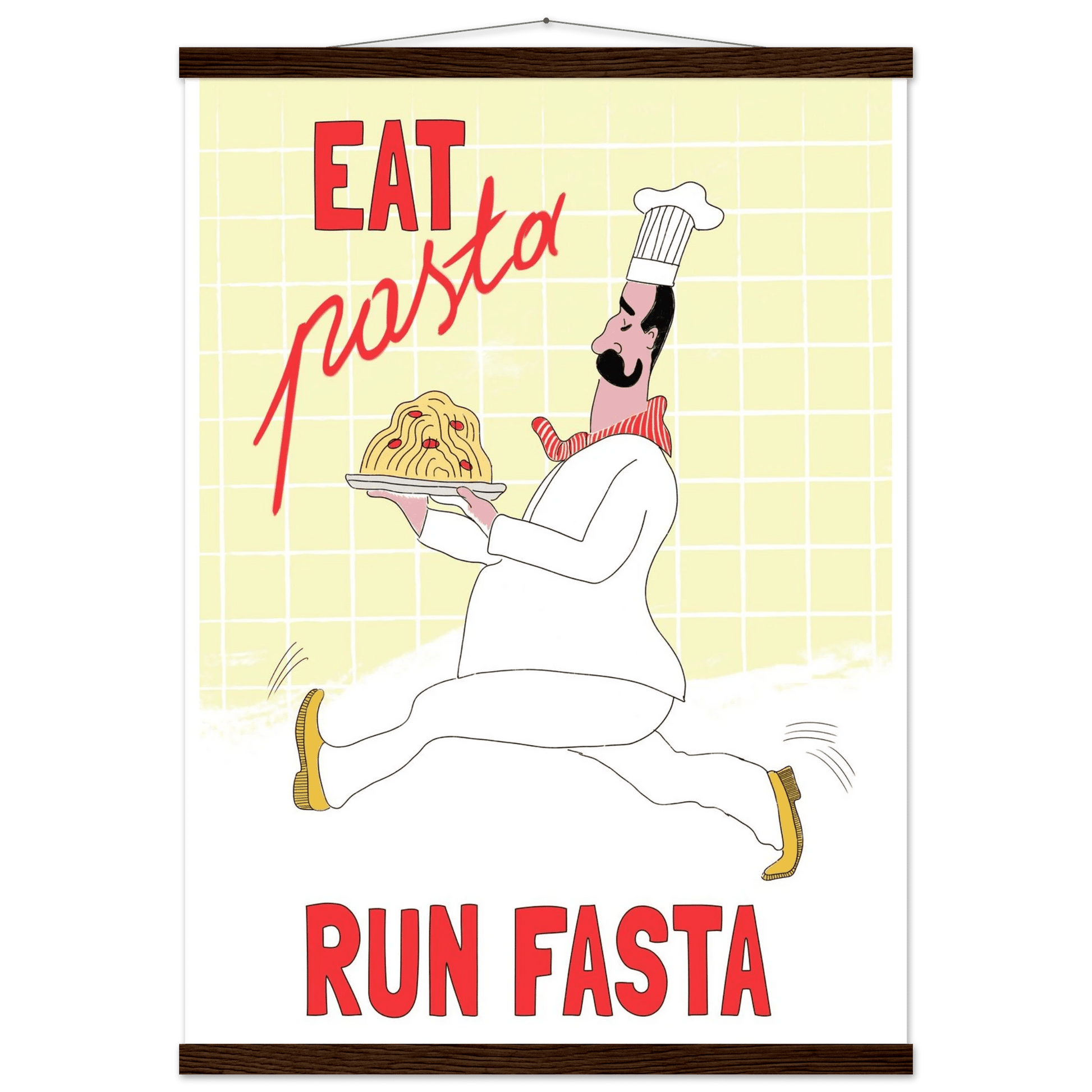 Eat Pasta Run Fasta Poster – Playful Kitchen Wall Art Print (Digital & Printed Options) - Evergreen Posters