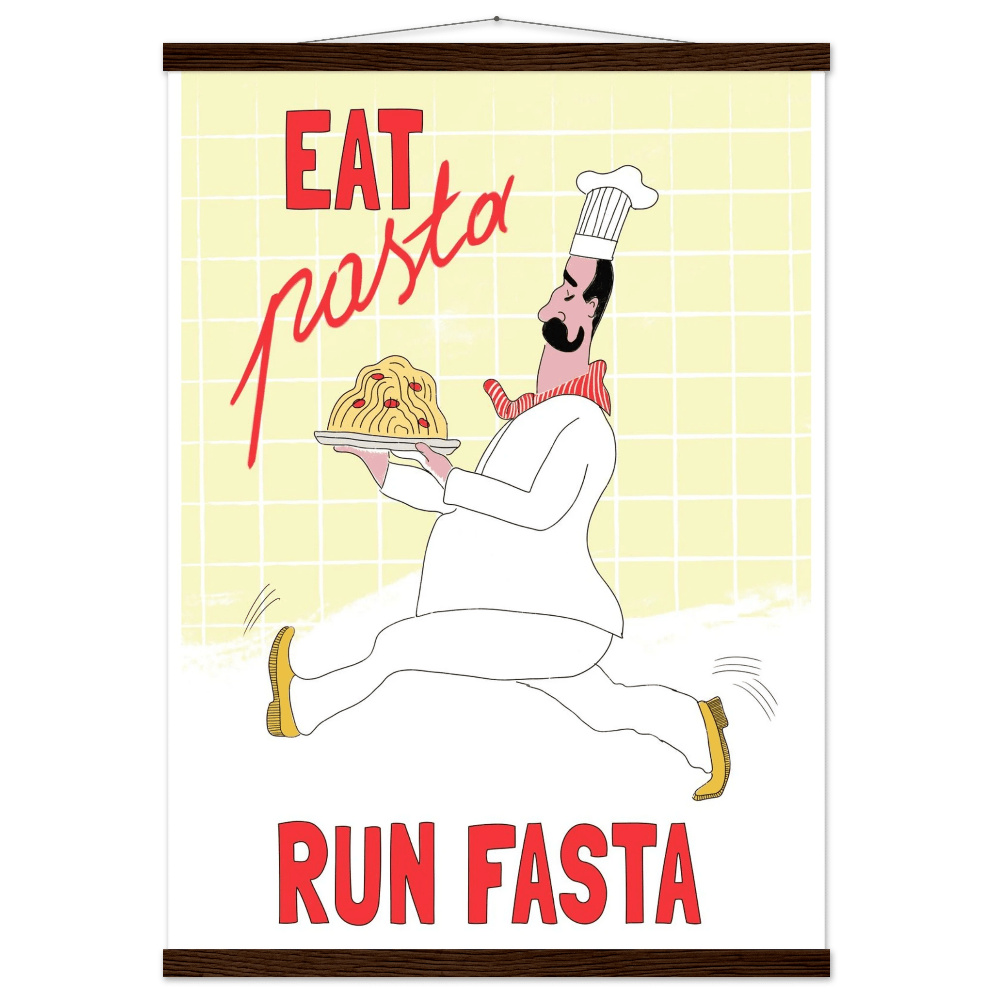 Eat Pasta Run Fasta Poster – Playful Kitchen Wall Art Print (Digital & Printed Options) - Evergreen Posters