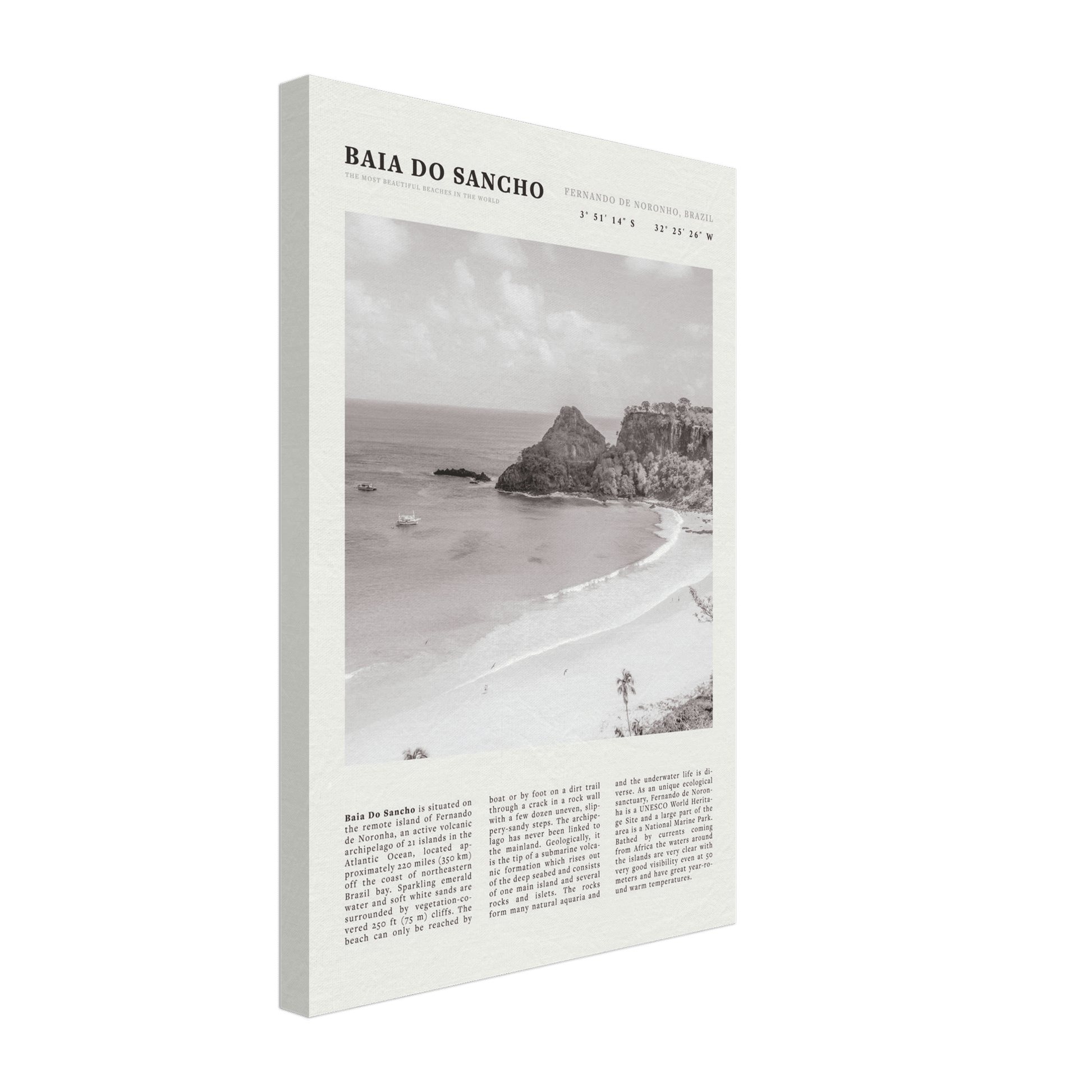 Baia Do Sancho Poster | Black & White Brazil Beach Wall Art | Fernando de Noronha - Evergreen Posters