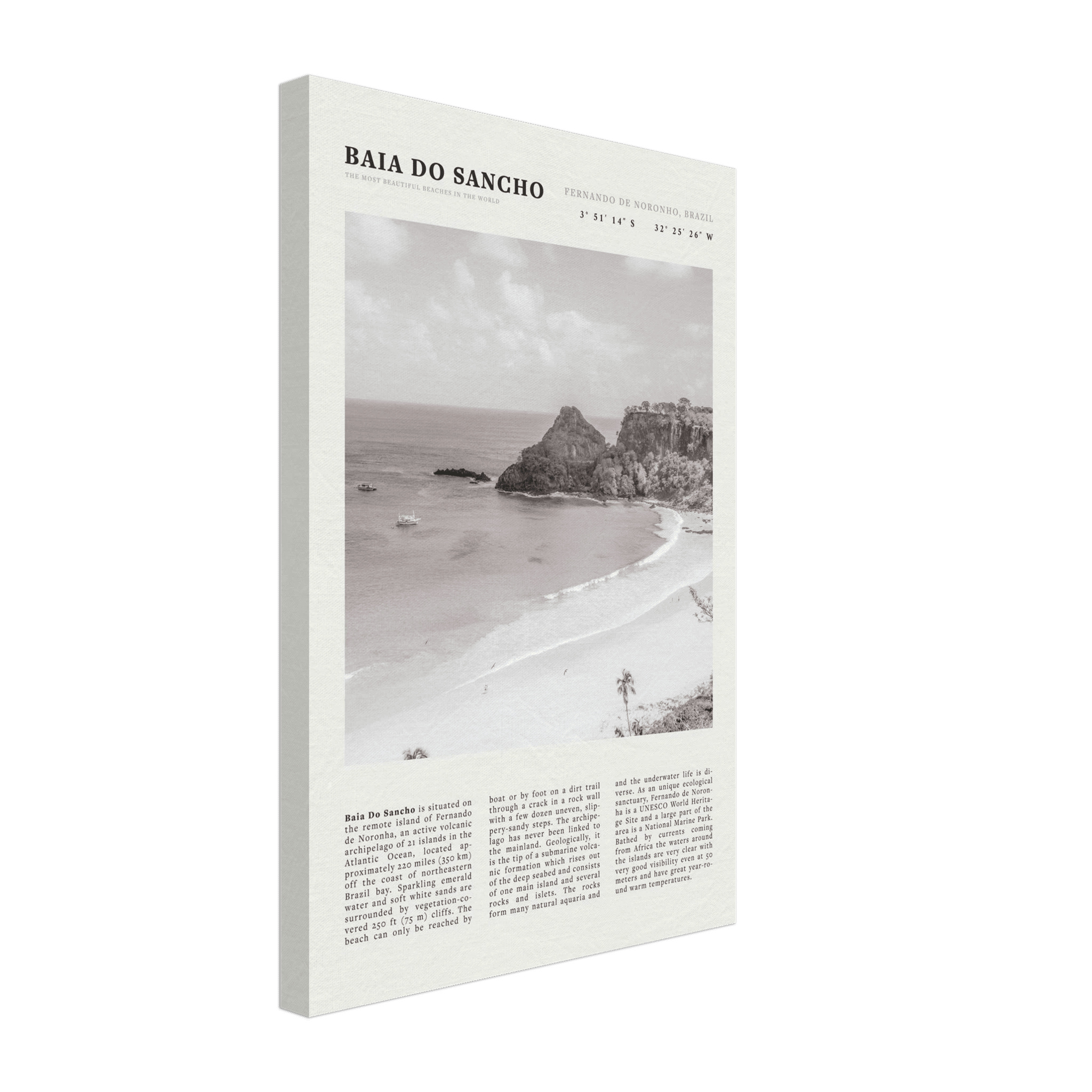 Baia Do Sancho Poster | Black & White Brazil Beach Wall Art | Fernando de Noronha - Evergreen Posters
