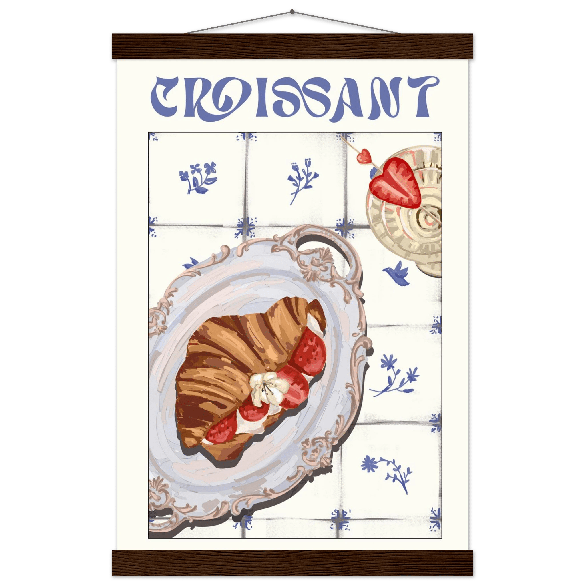 Croissant Poster – Charming French Breakfast Kitchen Wall Art Print (Digital & Printed Options) - Evergreen Posters