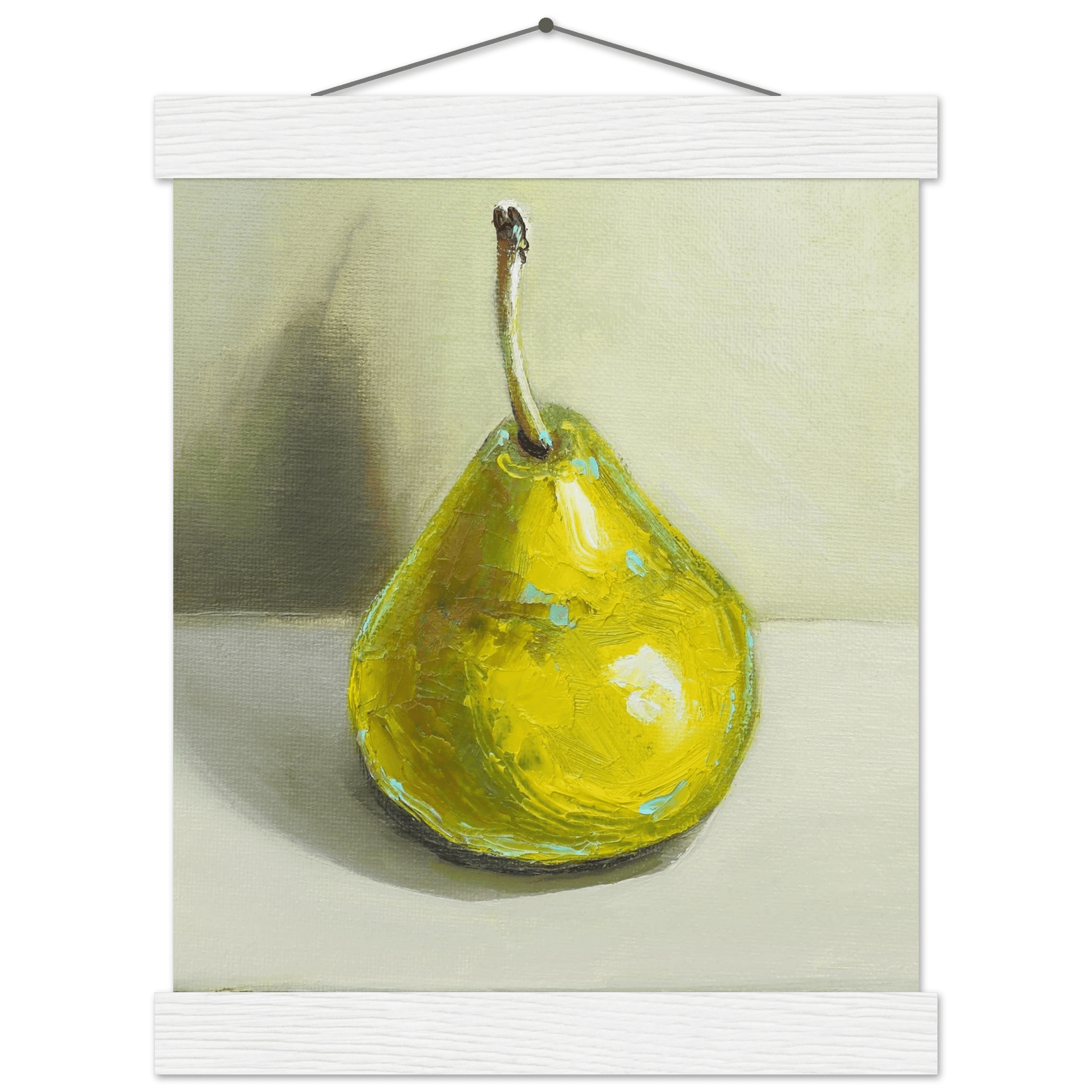Pear Print | Green Pear Oil Painting Wall Art | Kitchen Poster - Evergreen Posters