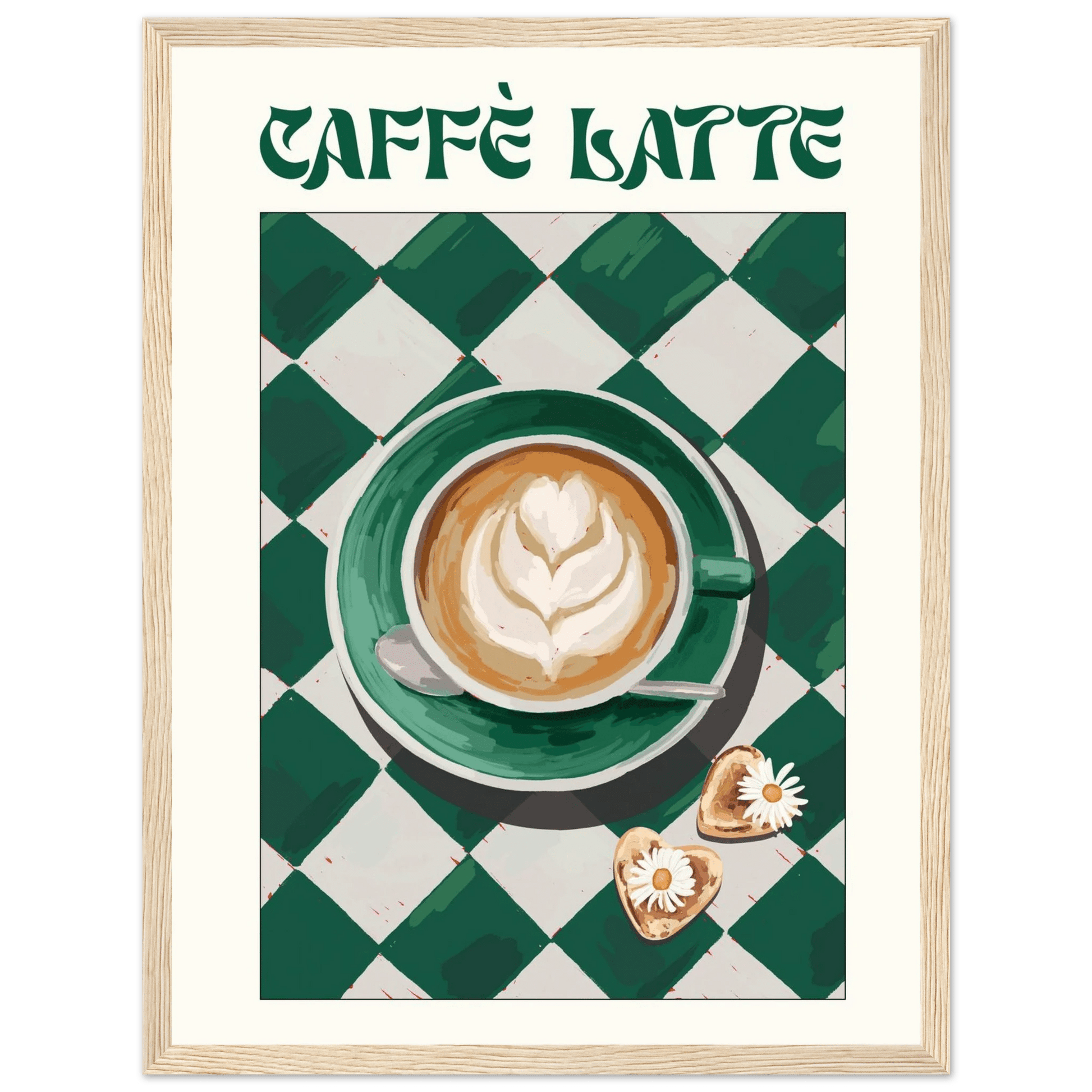 Caffè Latte Poster – Playful Coffee Kitchen Wall Art Print (Digital & Printed Options) - Evergreen Posters