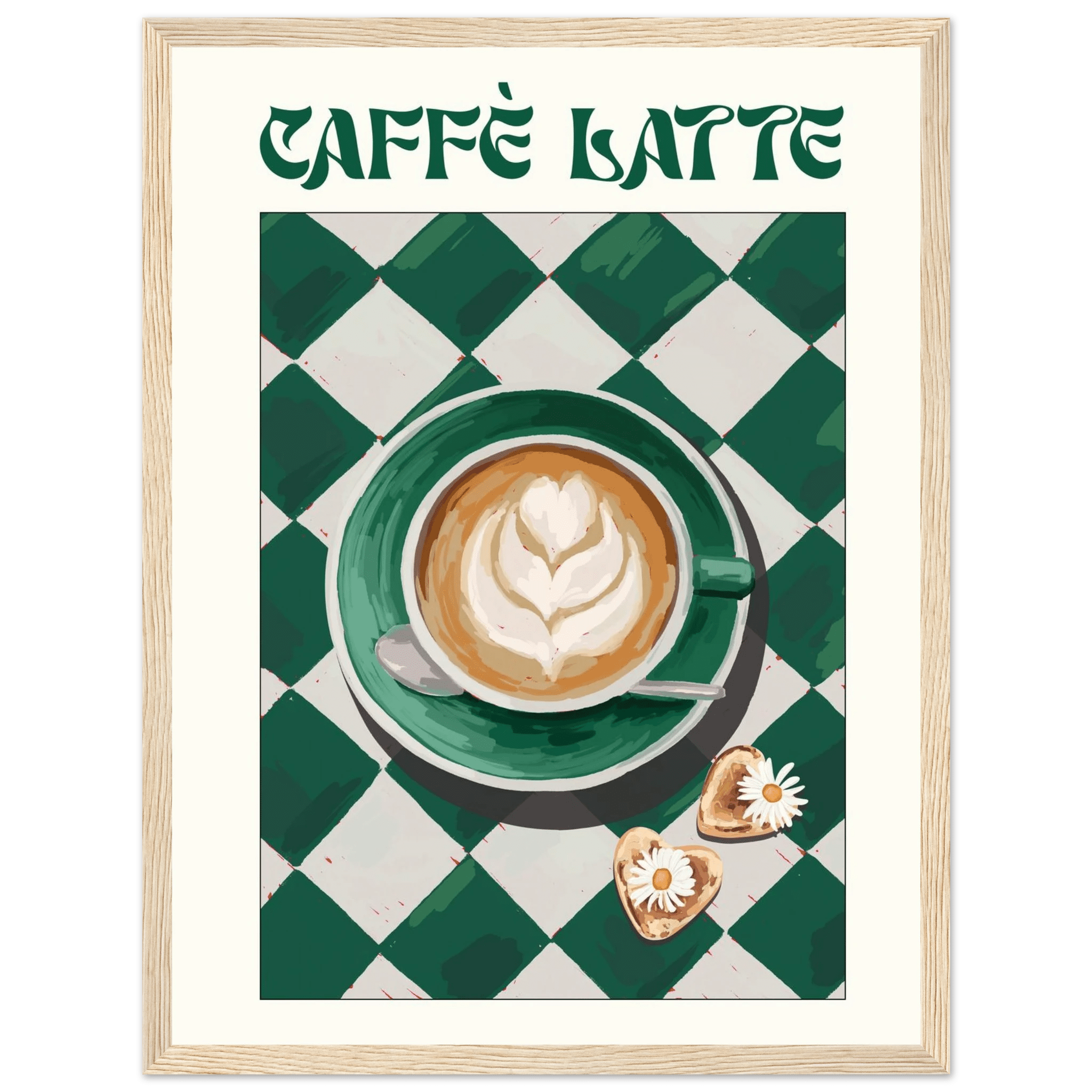 Caffè Latte Poster – Playful Coffee Kitchen Wall Art Print (Digital & Printed Options) - Evergreen Posters