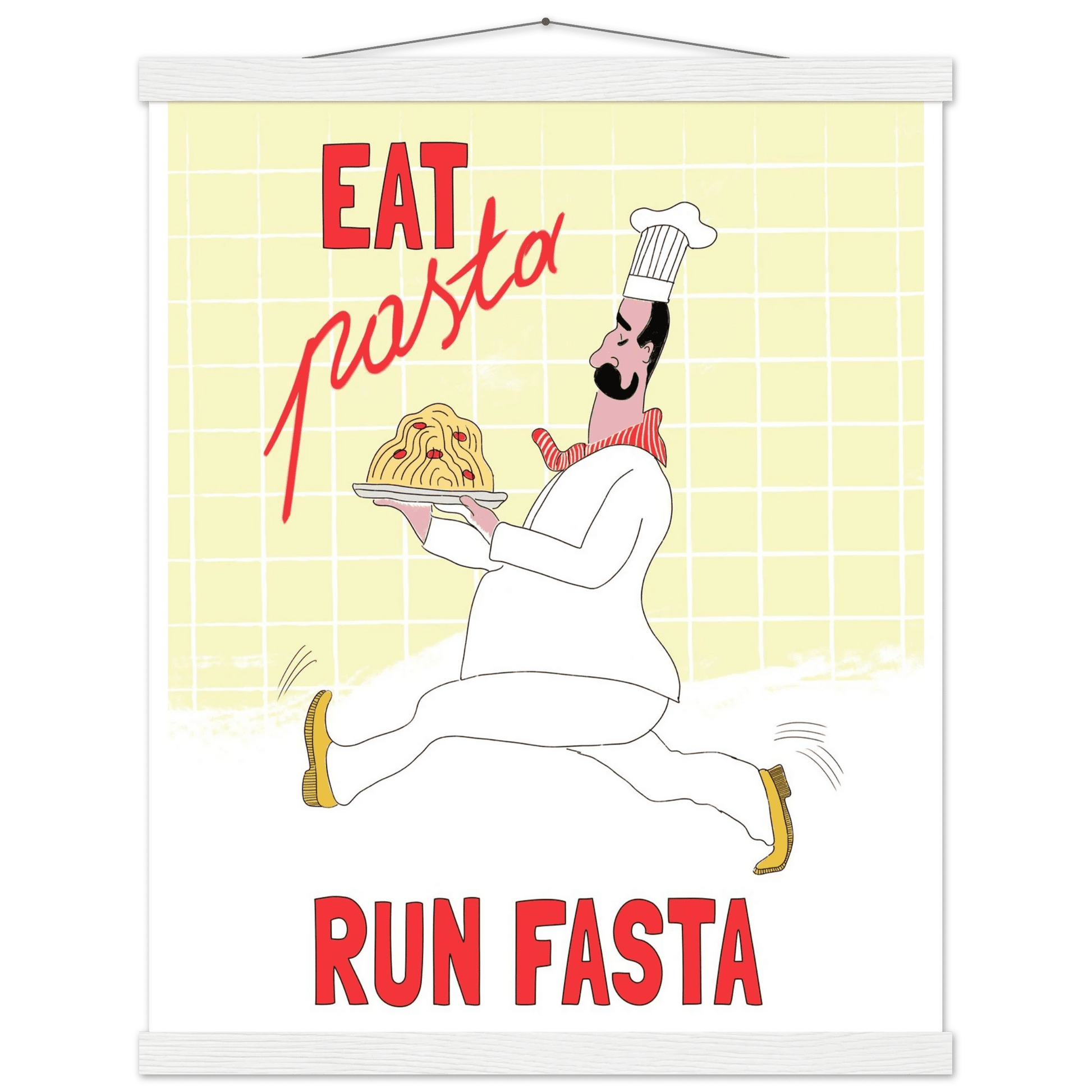 Eat Pasta Run Fasta Poster – Playful Kitchen Wall Art Print (Digital & Printed Options) - Evergreen Posters