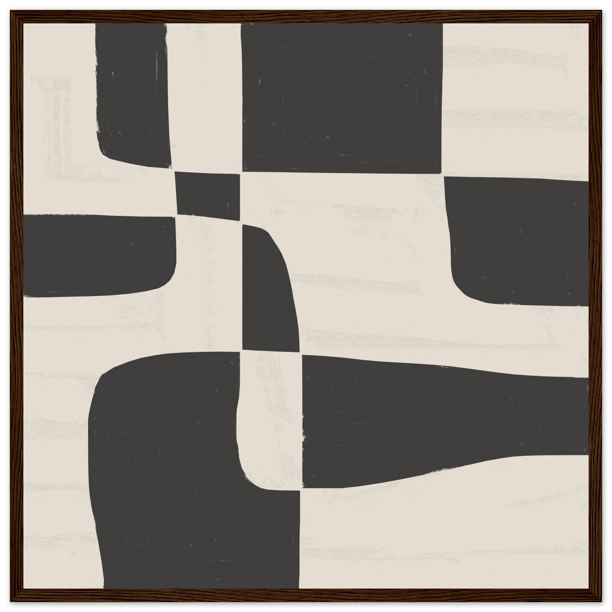 Black & White Abstract Poster | Minimalist Geometric Wall Art | Modern Living Room Print - Evergreen Posters