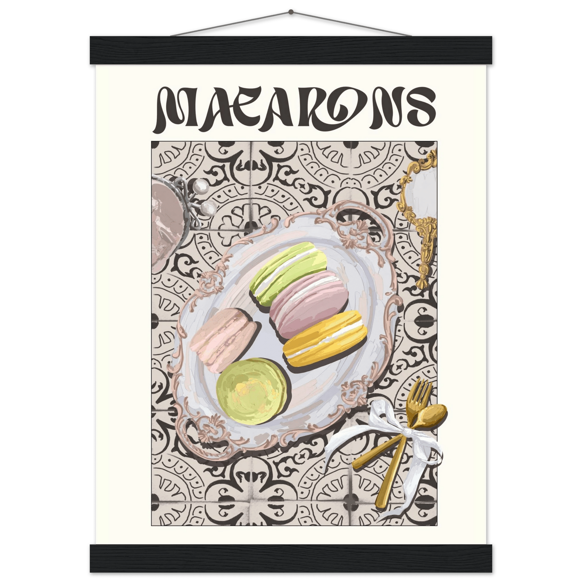 Macarons Poster – Playful French Patisserie Kitchen Wall Art Print (Digital & Printed Options) - Evergreen Posters