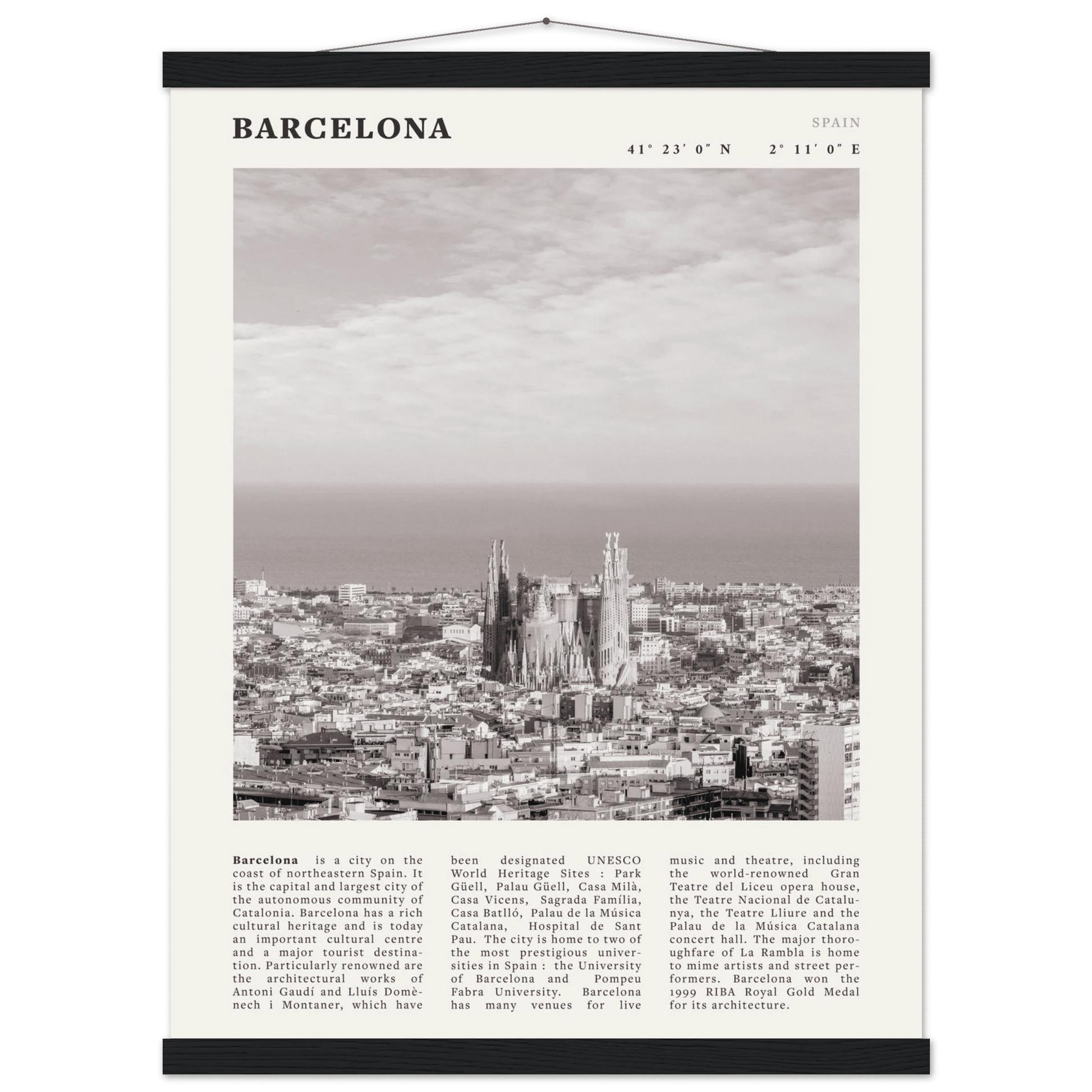 Barcelona Poster | Black & White Sagrada Familia Wall Art | Spain Travel Print - Evergreen Posters