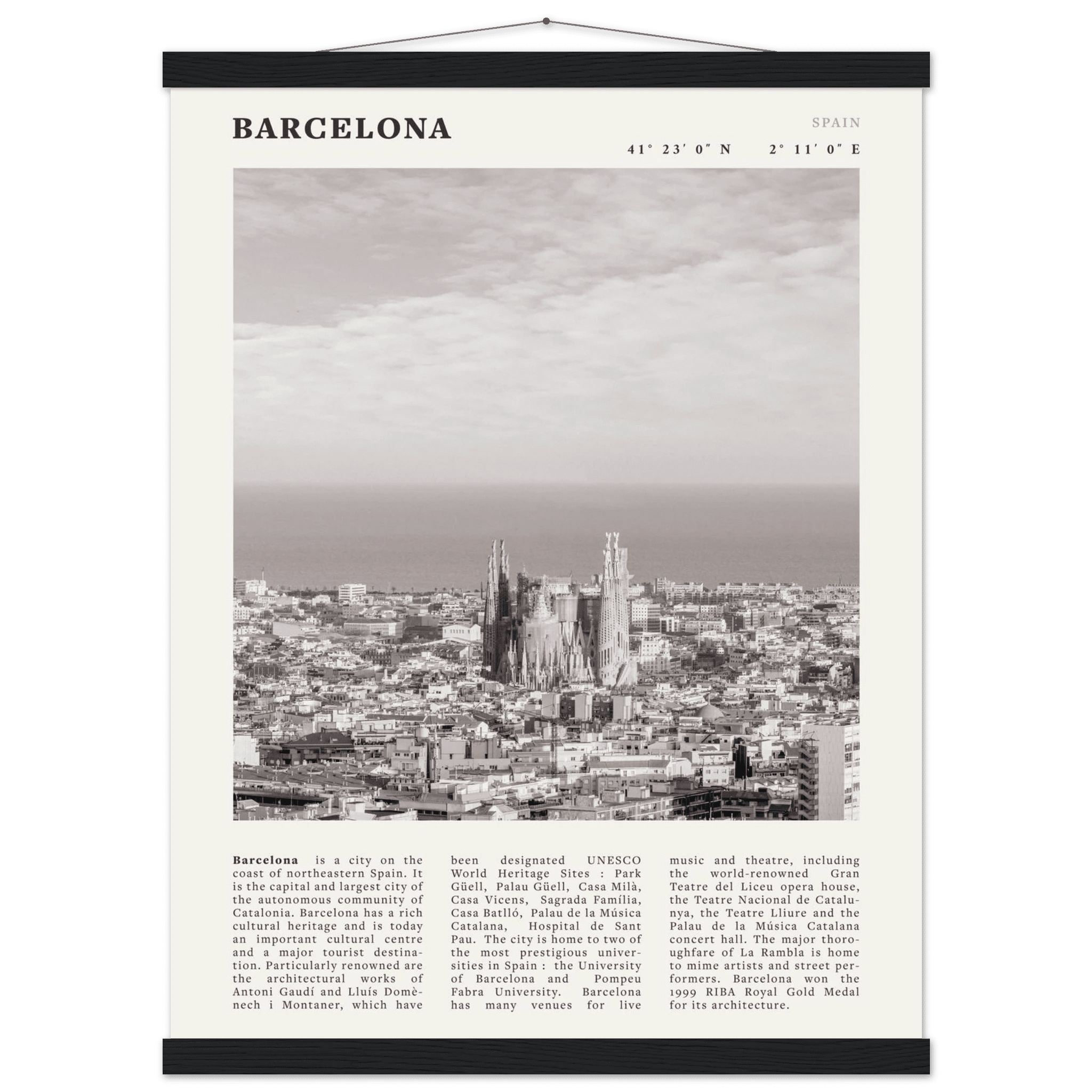 Barcelona Poster | Black & White Sagrada Familia Wall Art | Spain Travel Print - Evergreen Posters