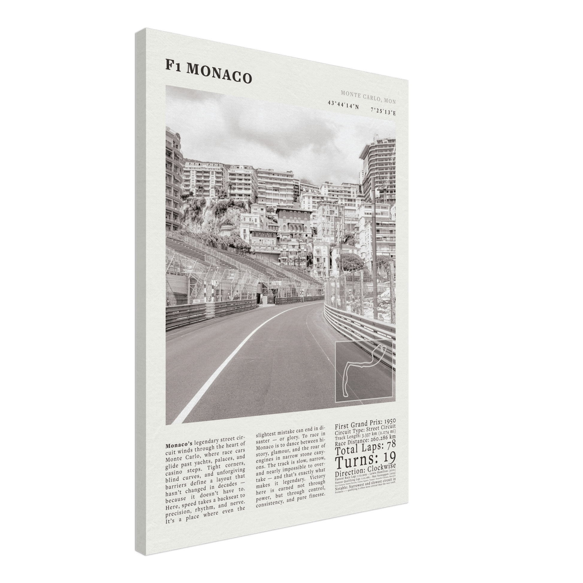 F1 Monaco Poster Black and White – Vintage Monte Carlo Street Circuit Print (Digital & Printed Options) - Evergreen Posters