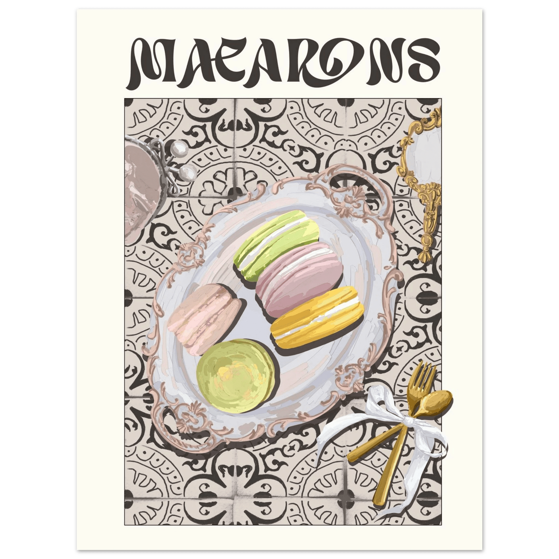 Macarons Poster – Playful French Patisserie Kitchen Wall Art Print (Digital & Printed Options) - Evergreen Posters