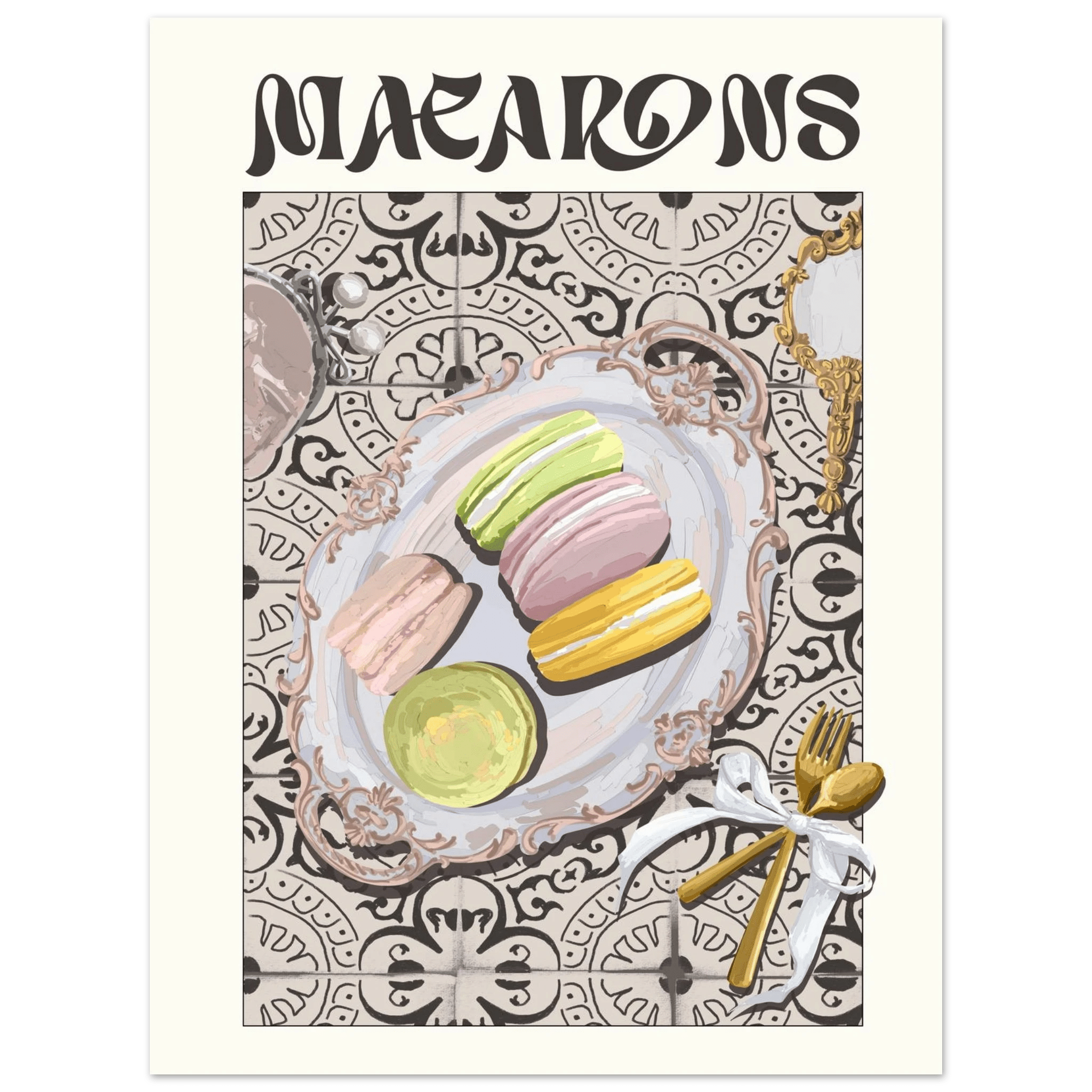 Macarons Poster – Playful French Patisserie Kitchen Wall Art Print (Digital & Printed Options) - Evergreen Posters
