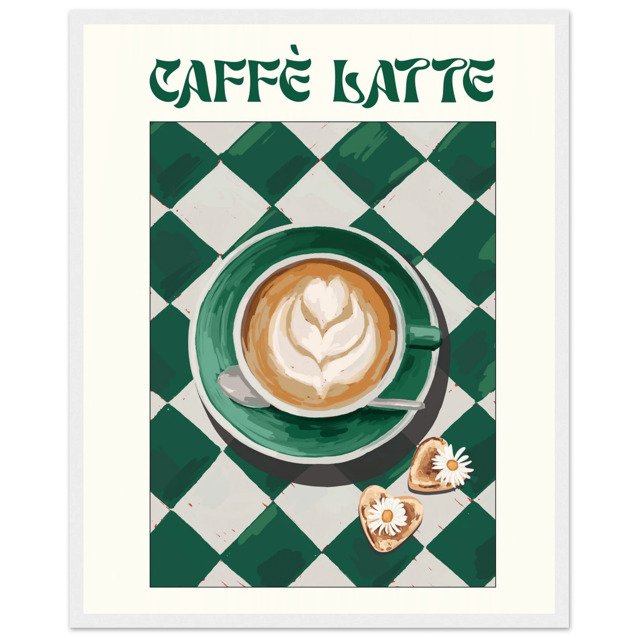 Caffè Latte Poster – Playful Coffee Kitchen Wall Art Print (Digital & Printed Options) - Evergreen Posters