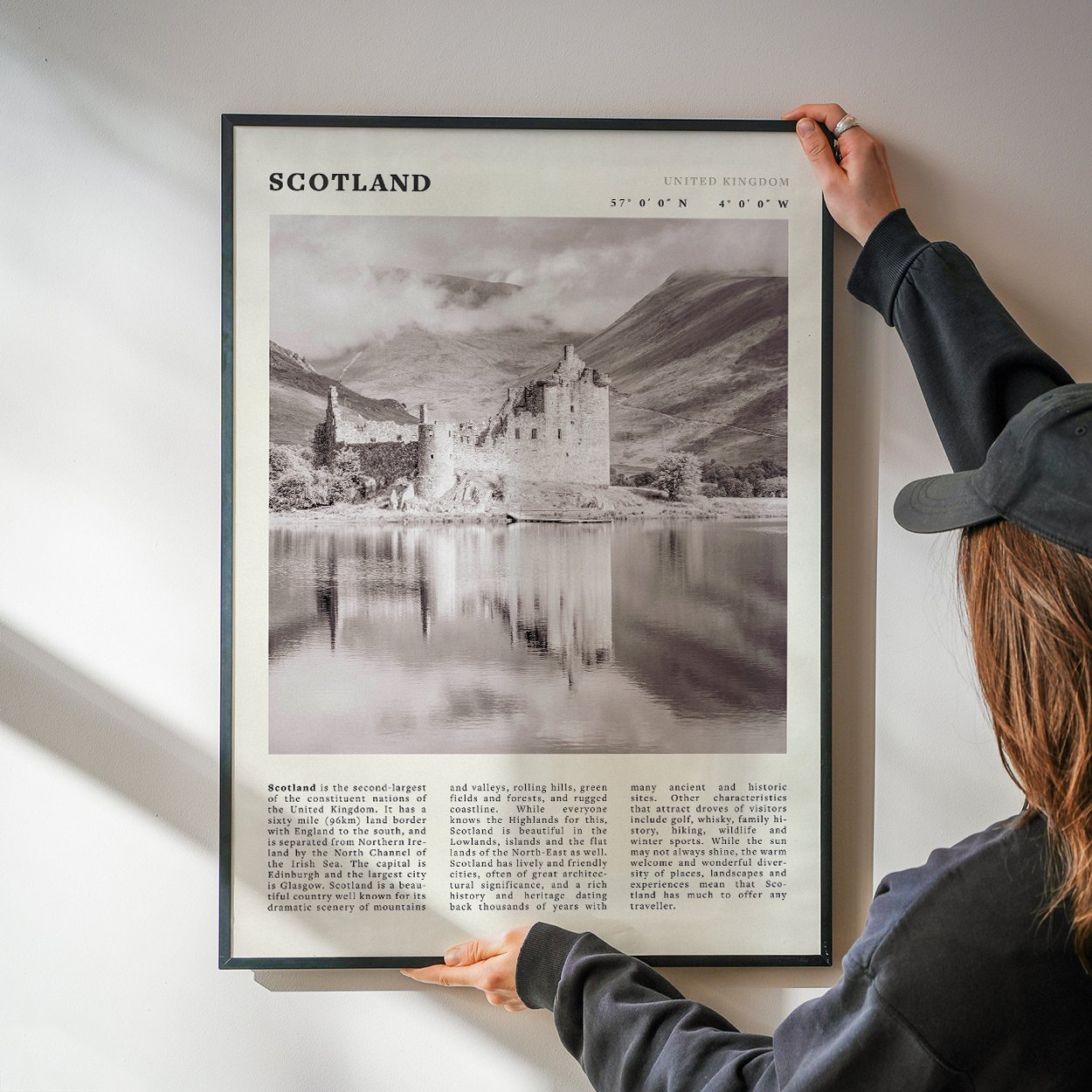 Scotland Poster | Black & White Highland Castle Wall Art | UK Travel Print Decor - Evergreen Posters