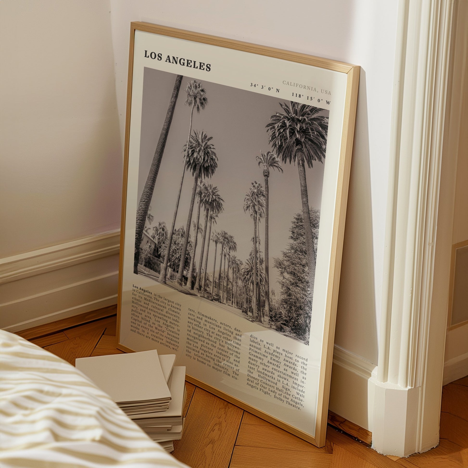 Los Angeles Poster | Black & White Palm Trees Wall Art | California Travel Print - Evergreen Posters