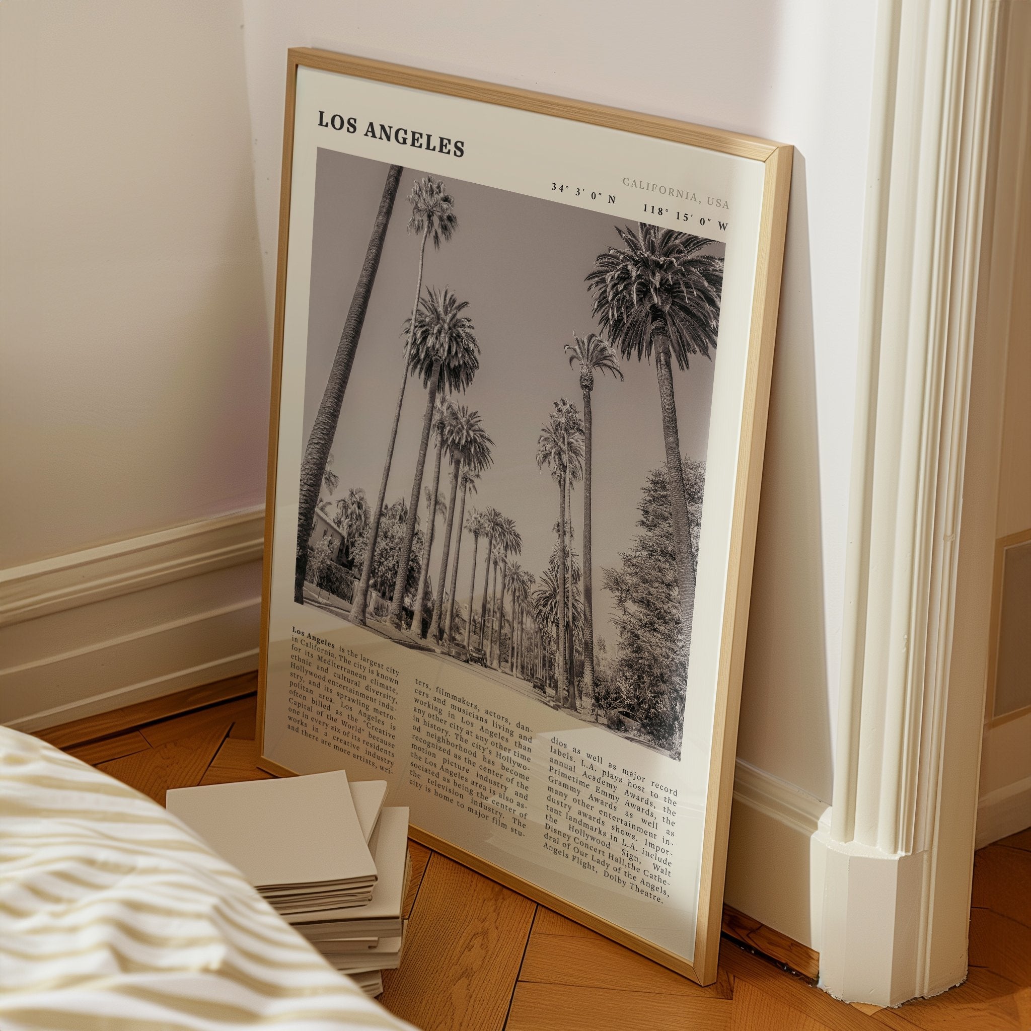 Los Angeles Poster | Black & White Palm Trees Wall Art | California Travel Print - Evergreen Posters