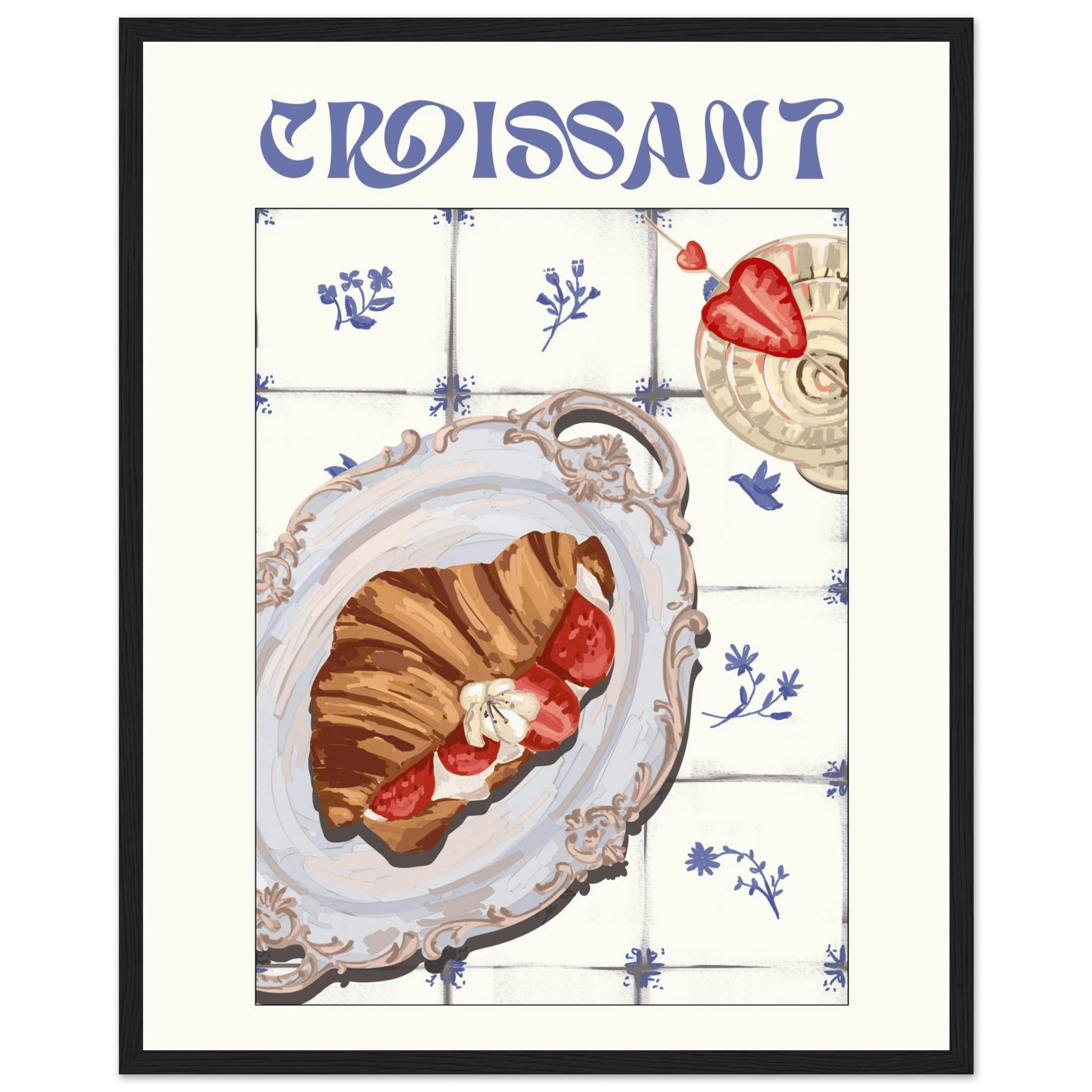 Croissant Poster – Charming French Breakfast Kitchen Wall Art Print (Digital & Printed Options) - Evergreen Posters