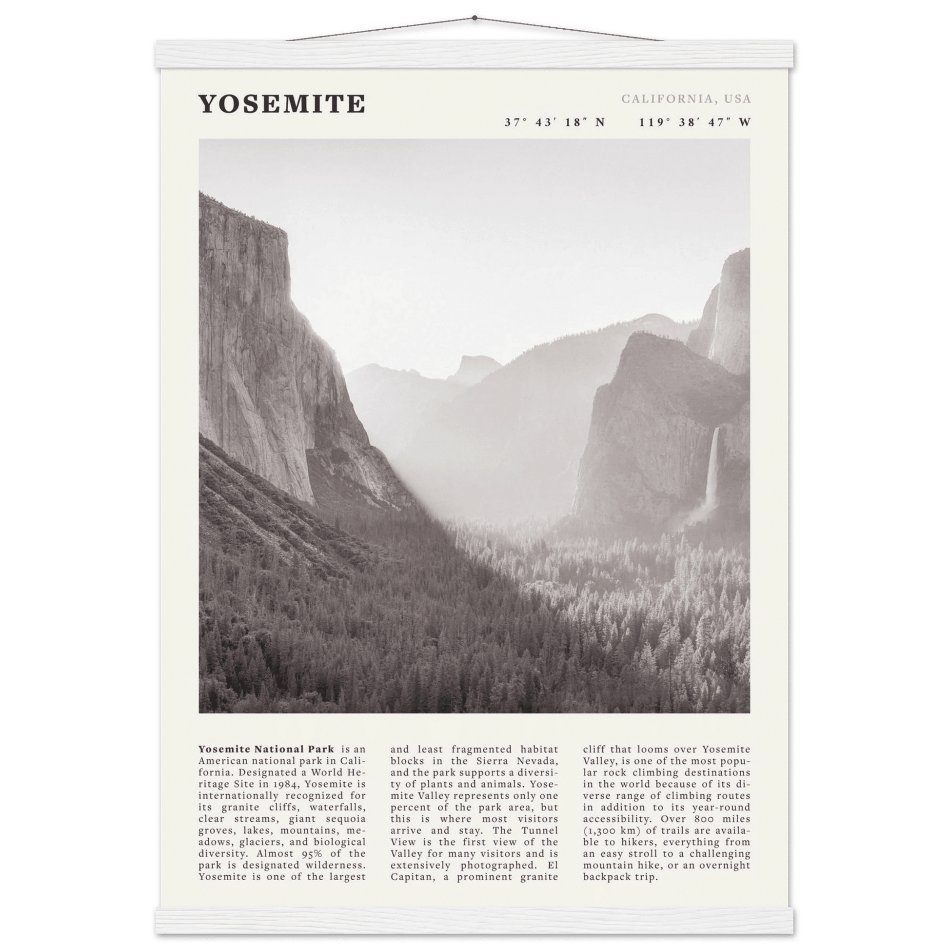Yosemite Poster | Black & White National Park Wall Art | California Nature Print - Evergreen Posters