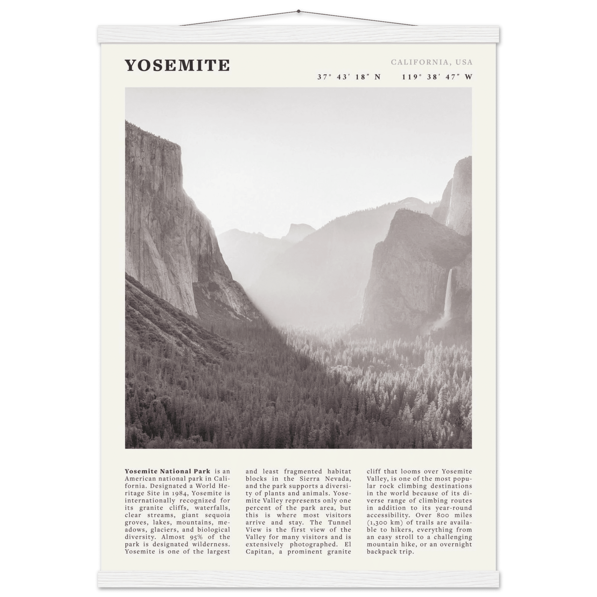 Yosemite Poster | Black & White National Park Wall Art | California Nature Print - Evergreen Posters