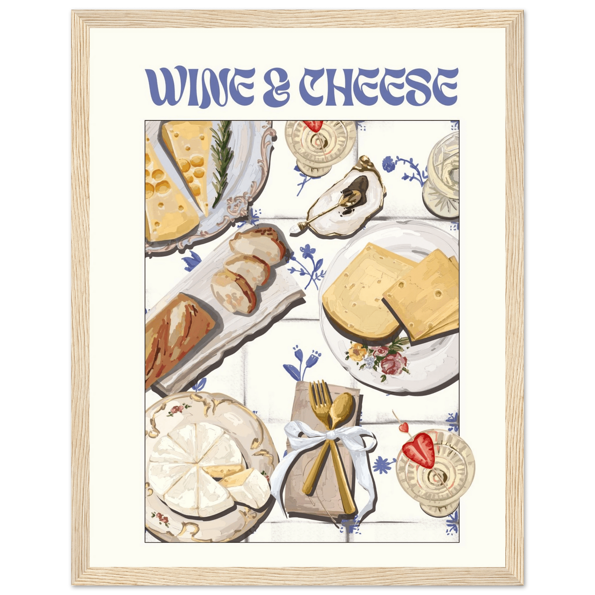 Wine & Cheese Poster – Elegant Kitchen & Dining Wall Art Print (Digital & Printed Options) - Evergreen Posters
