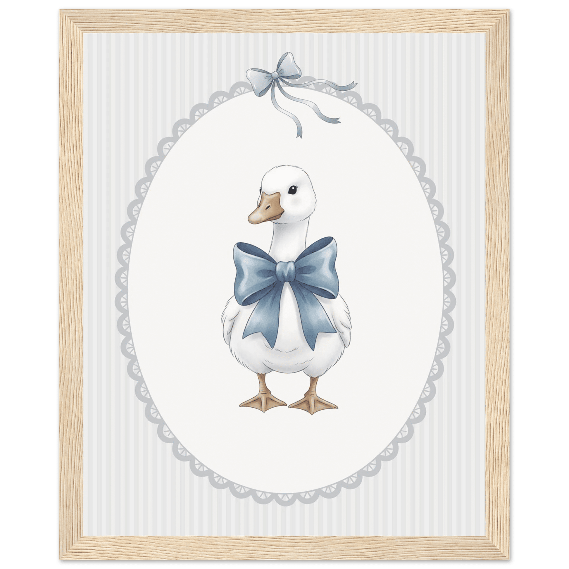 Blue Bow Duck Nursery Poster – Sweet Baby Room Wall Art Print - Evergreen Posters