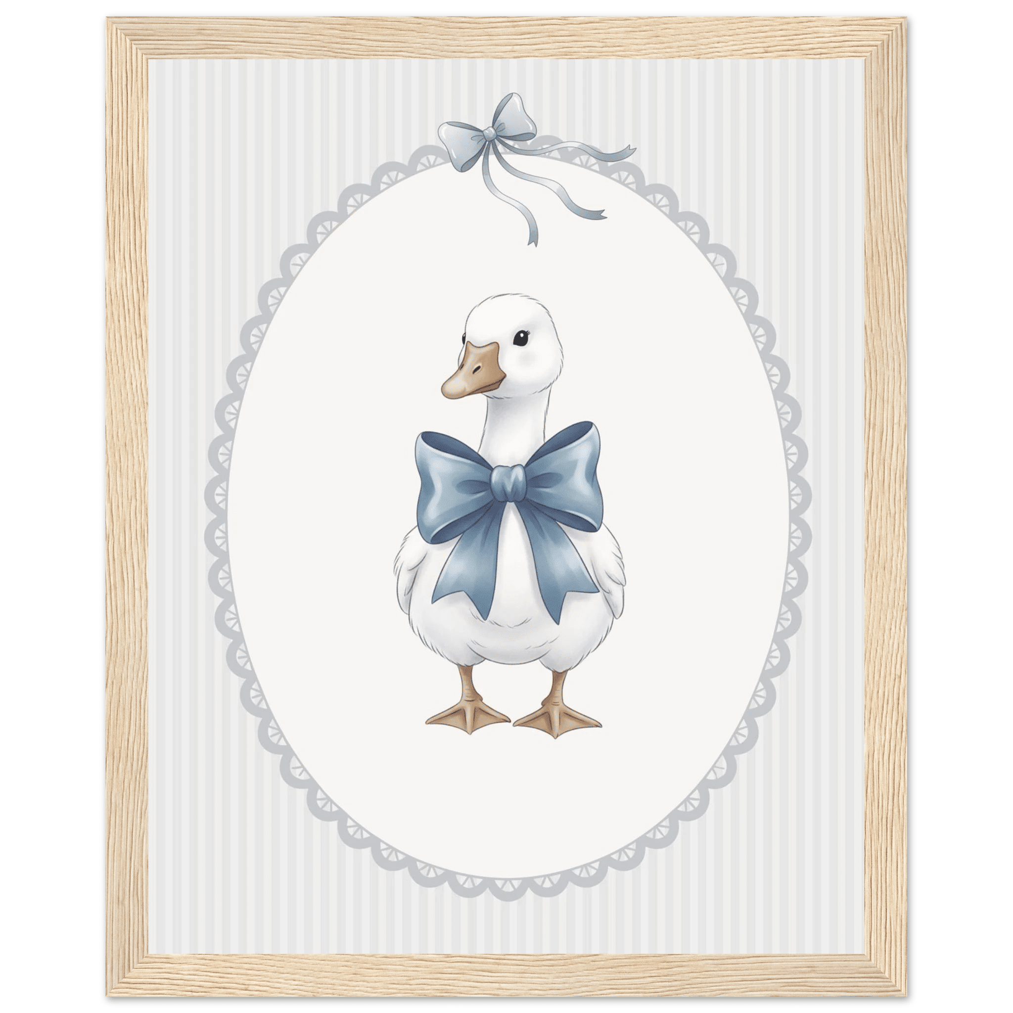 Blue Bow Duck Nursery Poster – Sweet Baby Room Wall Art Print - Evergreen Posters
