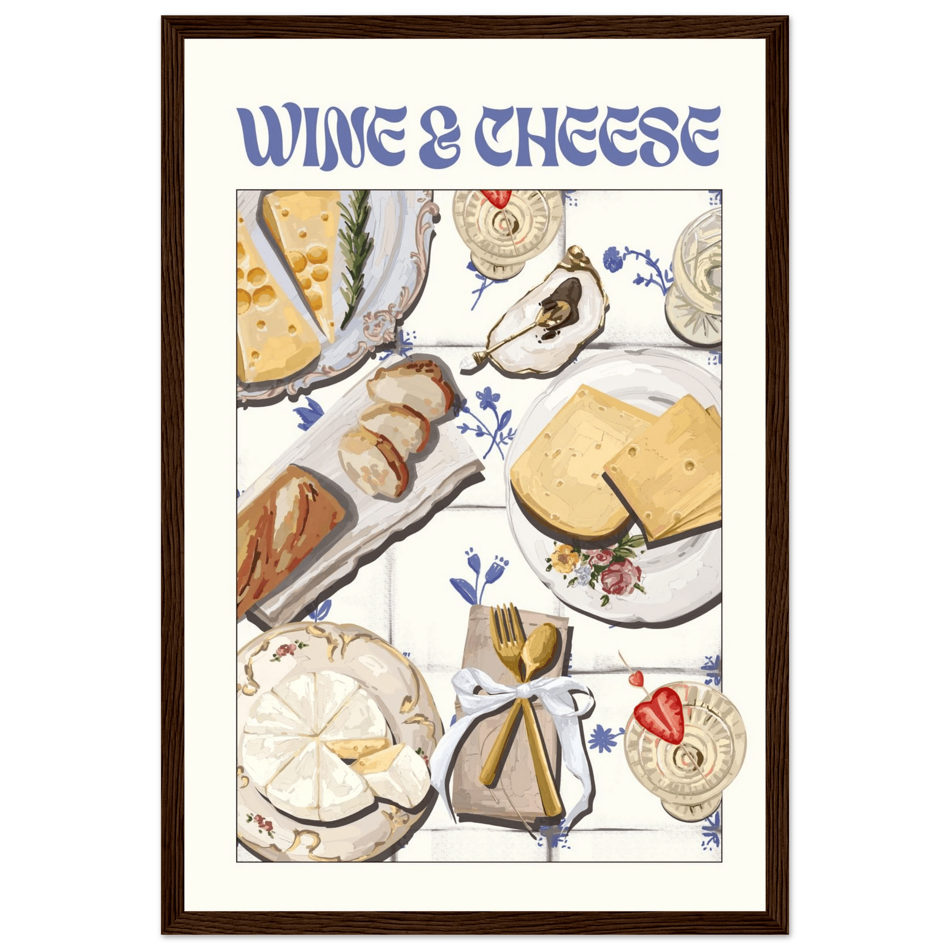 Wine & Cheese Poster – Elegant Kitchen & Dining Wall Art Print (Digital & Printed Options) - Evergreen Posters