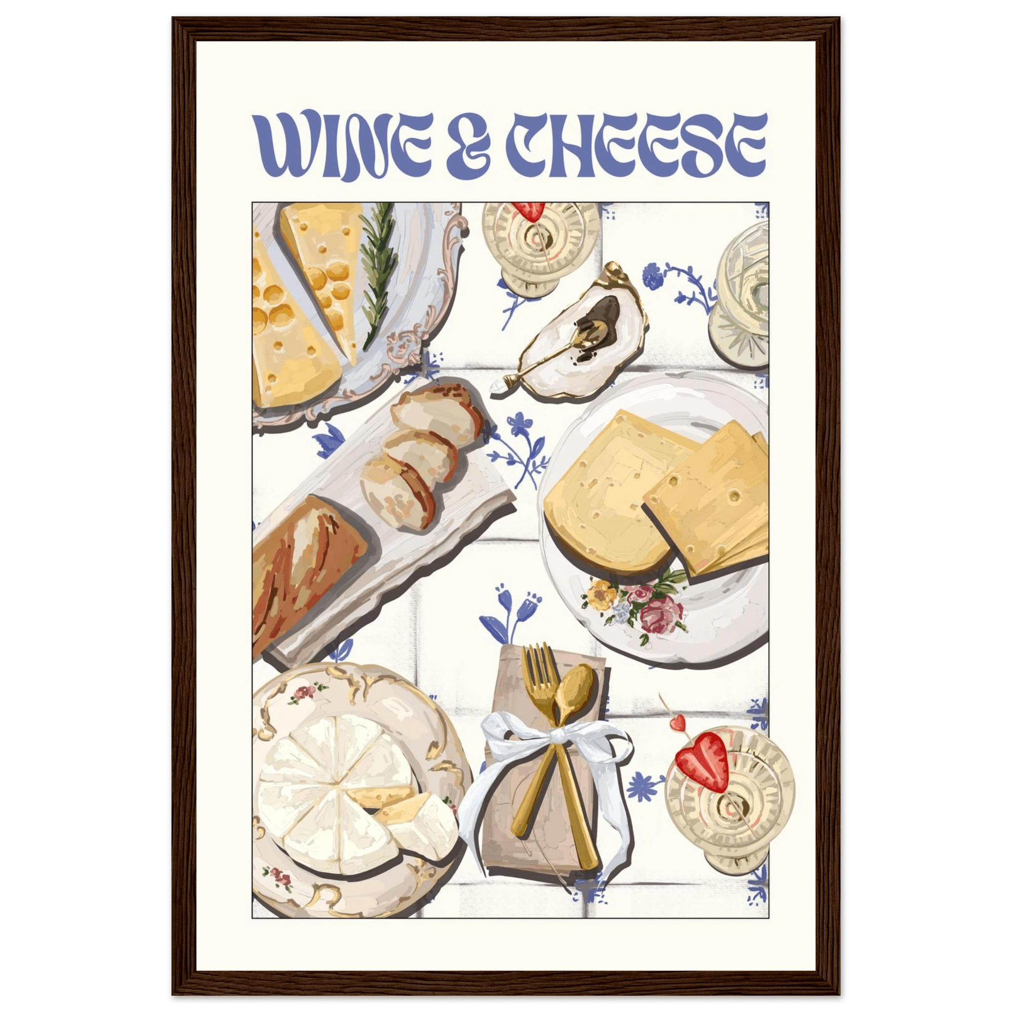 Wine & Cheese Poster – Elegant Kitchen & Dining Wall Art Print (Digital & Printed Options) - Evergreen Posters