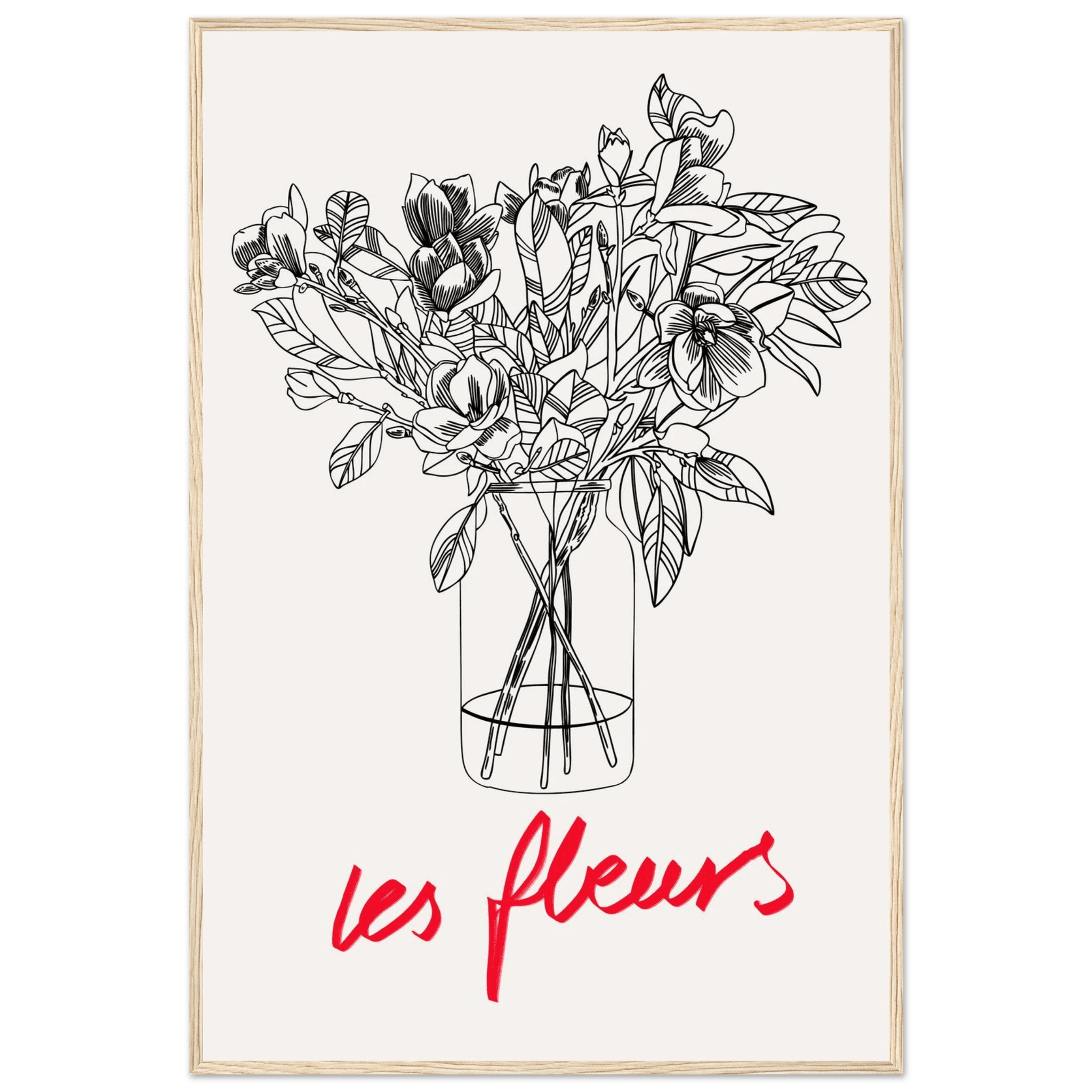 Les Fleurs Botanical Poster | French Flower Line Art Print | Minimalist Floral Wall Decor - Evergreen Posters