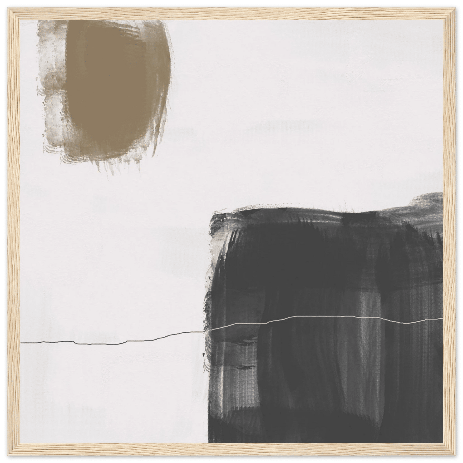 Olive & Black Brushstroke Abstract Poster | Minimalist Square Wall Art | Modern Decor - Evergreen Posters