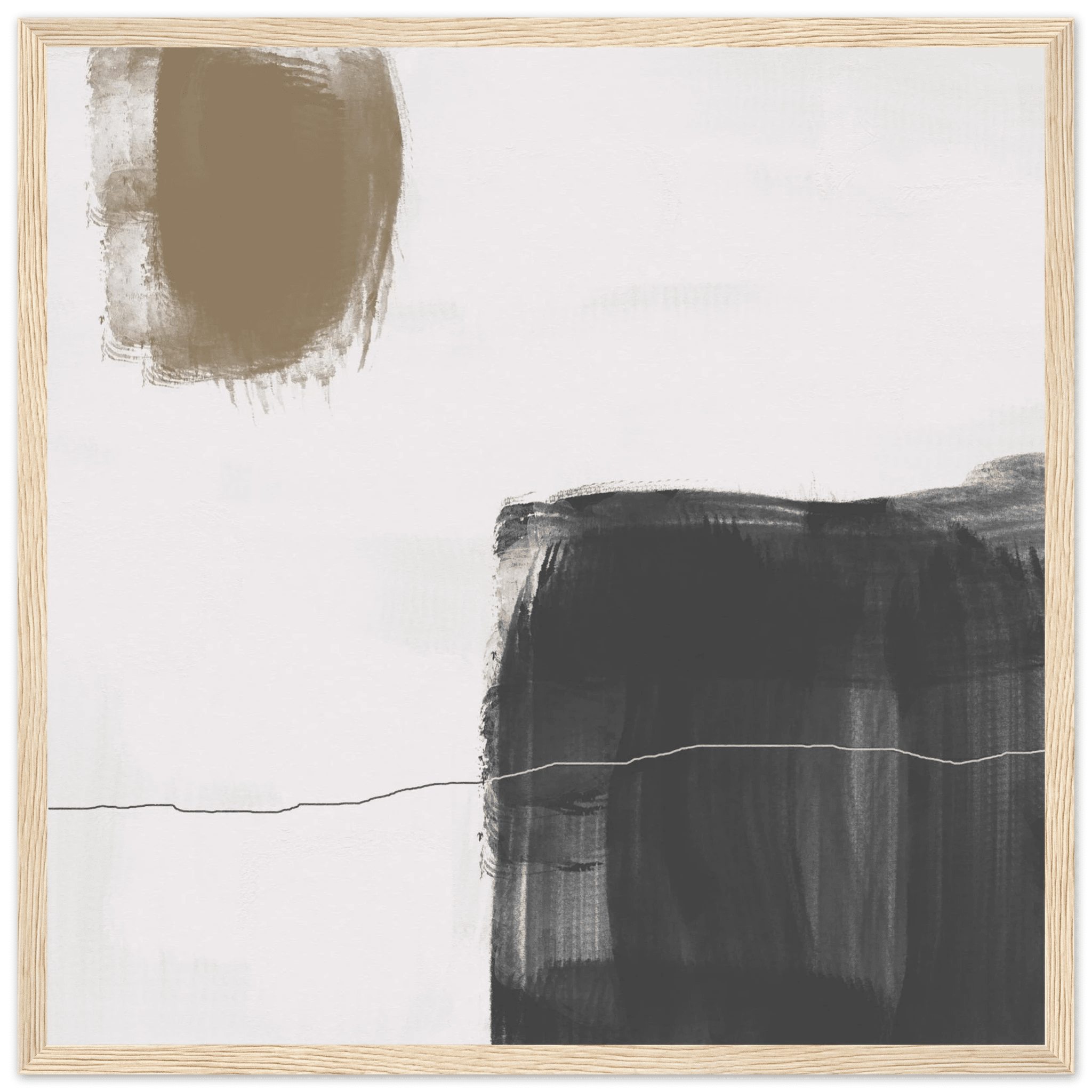 Olive & Black Brushstroke Abstract Poster | Minimalist Square Wall Art | Modern Decor - Evergreen Posters