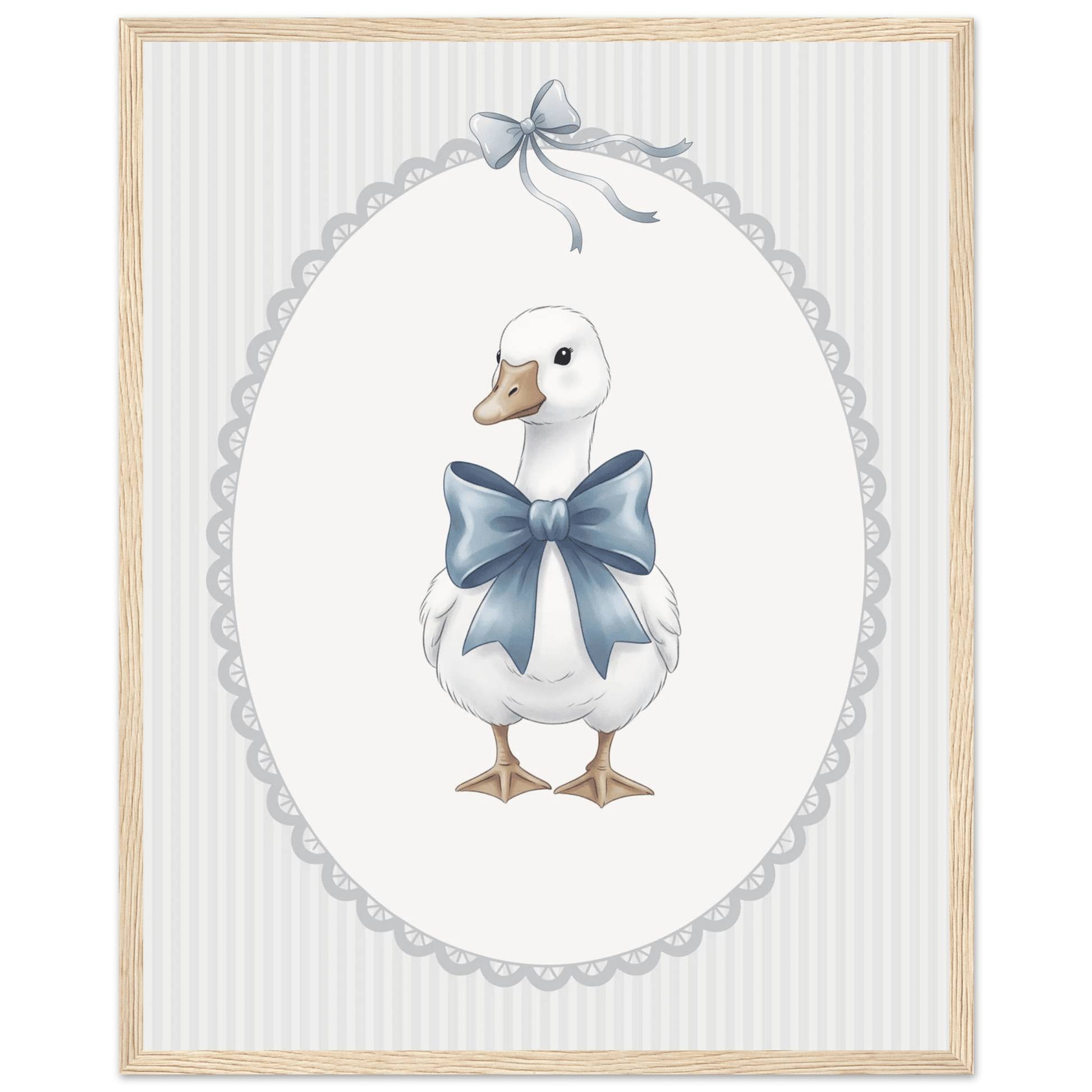 Blue Bow Duck Nursery Poster – Sweet Baby Room Wall Art Print - Evergreen Posters