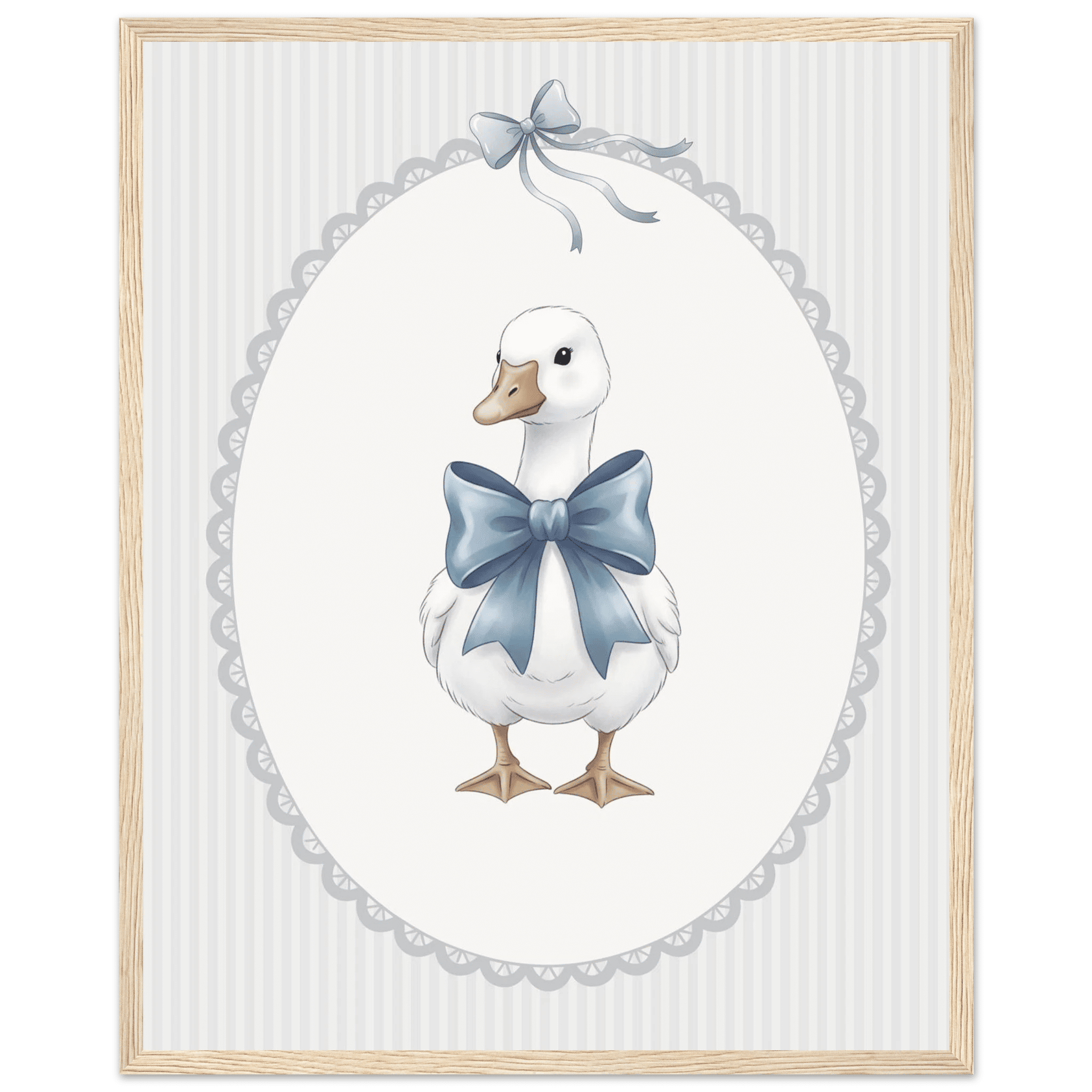 Blue Bow Duck Nursery Poster – Sweet Baby Room Wall Art Print - Evergreen Posters