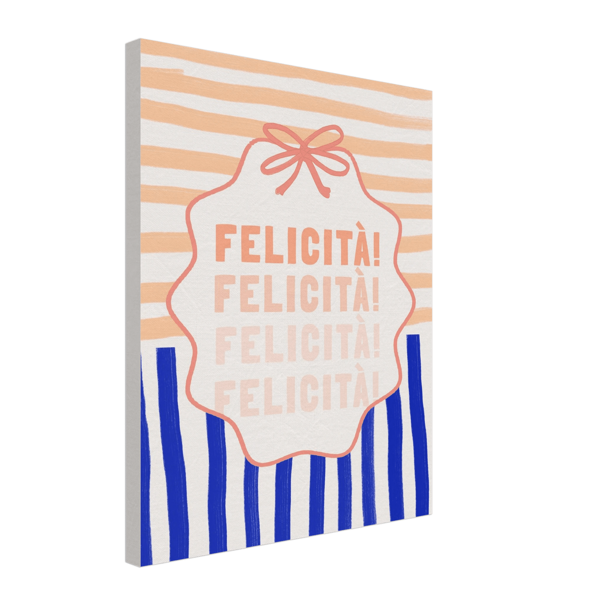 Felicità Italian Happiness Quote Print | Coquette Stripe Wall Art - Evergreen Posters