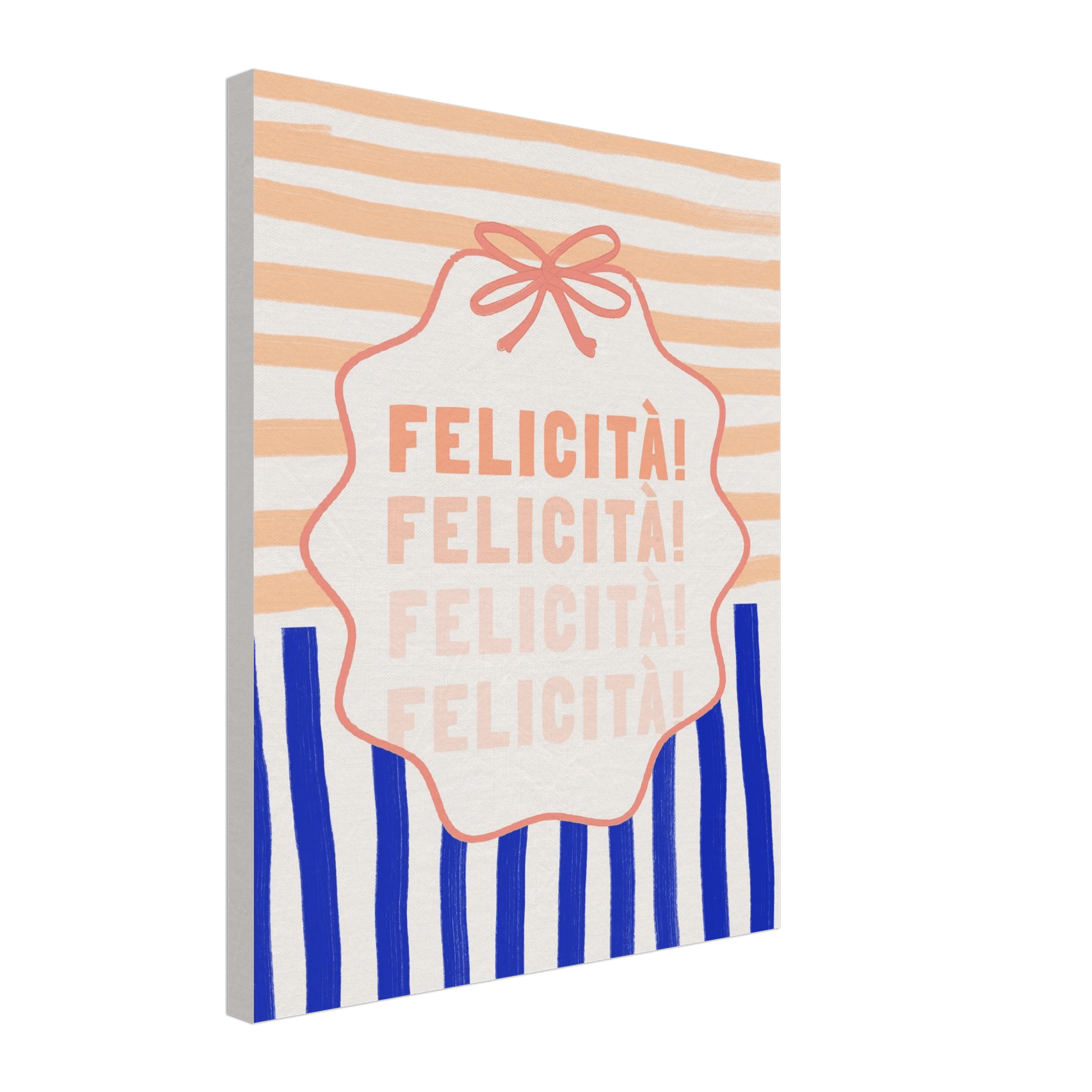 Felicità Italian Happiness Quote Print | Coquette Stripe Wall Art - Evergreen Posters