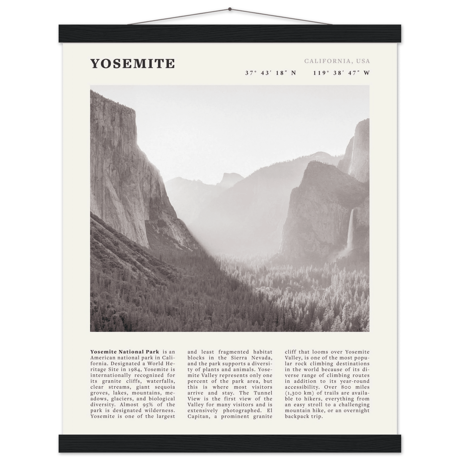 Yosemite Poster | Black & White National Park Wall Art | California Nature Print - Evergreen Posters