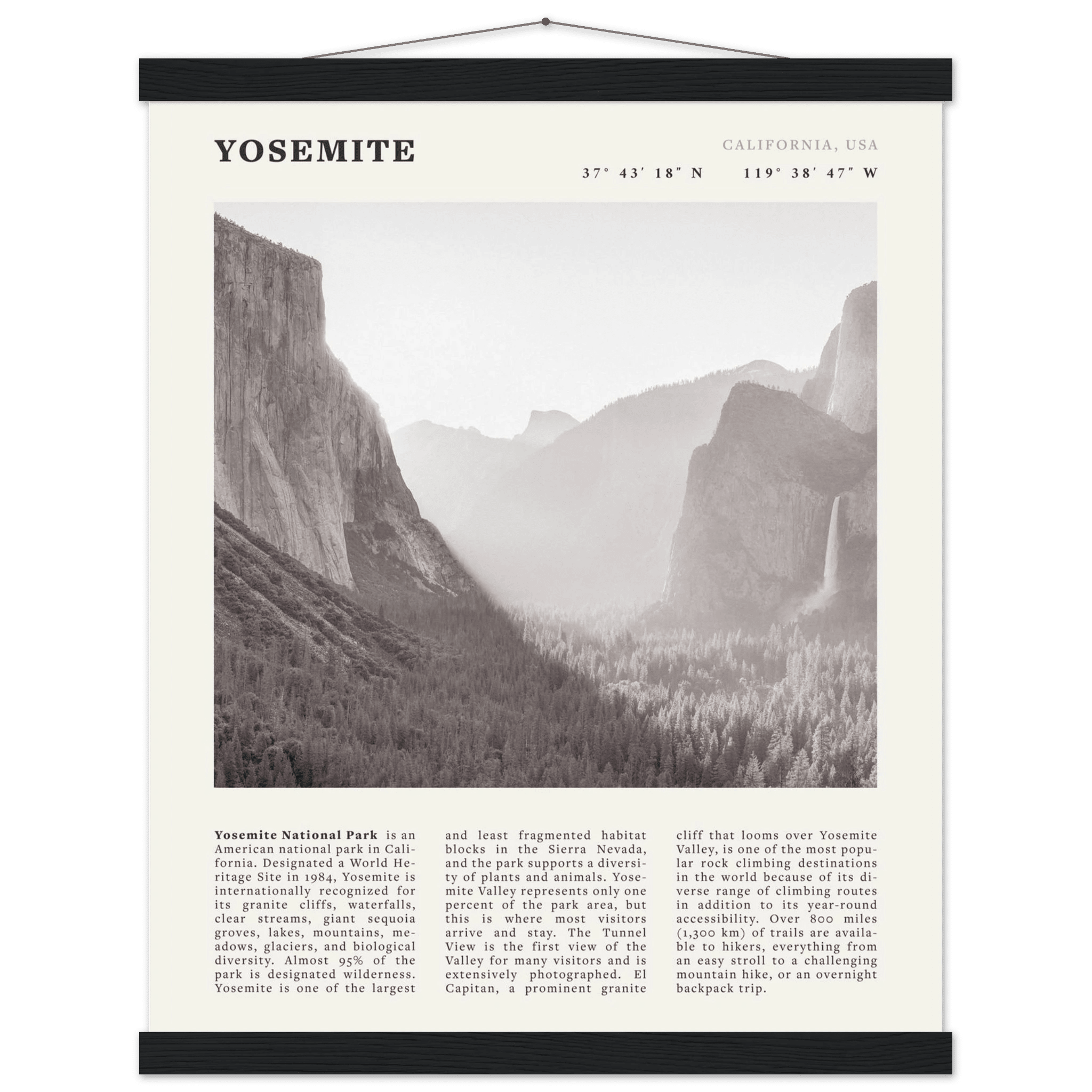 Yosemite Poster | Black & White National Park Wall Art | California Nature Print - Evergreen Posters