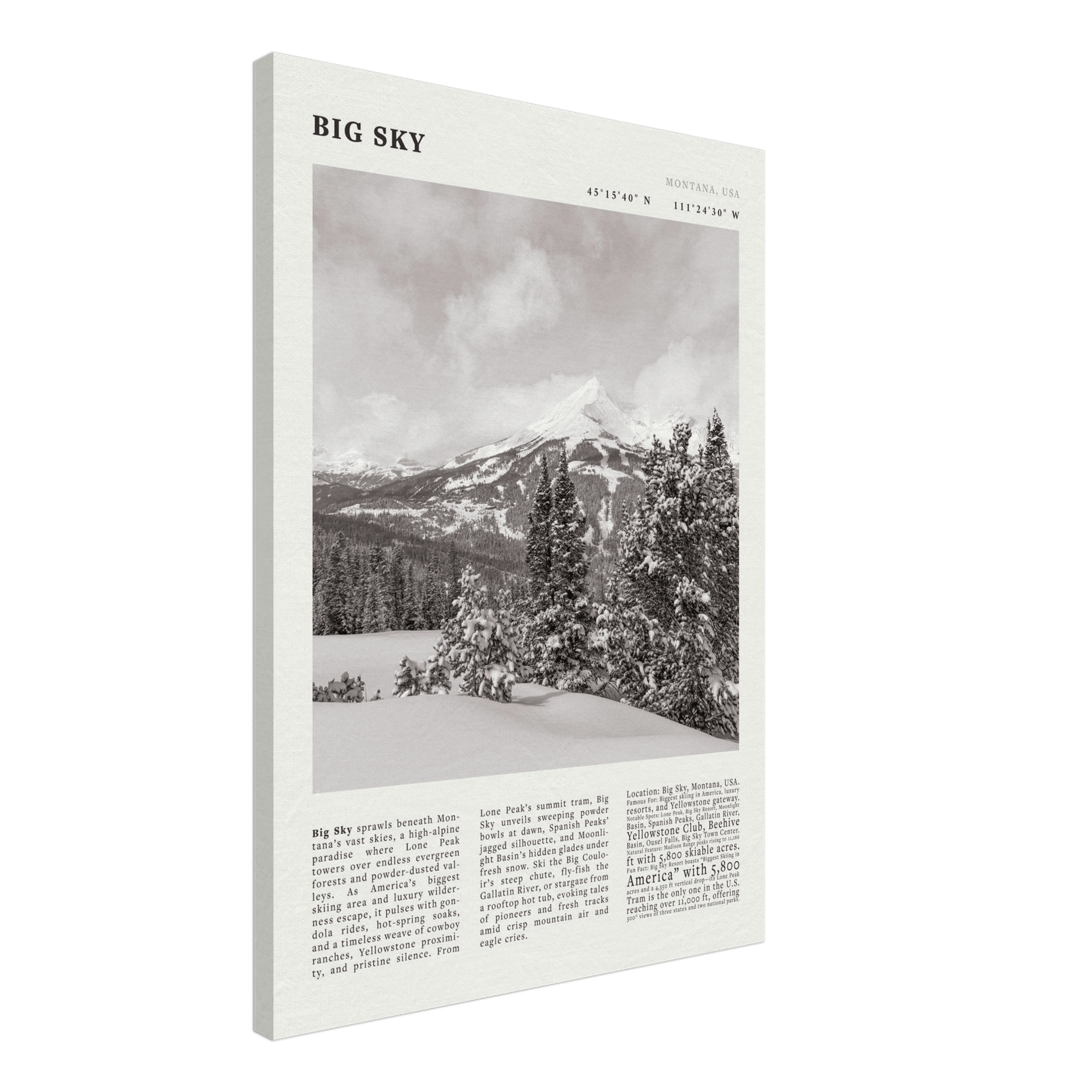 Big Sky Montana Poster Black and White – Vintage Lone Peak Ski Resort Print (Digital & Printed Options) - Evergreen Posters